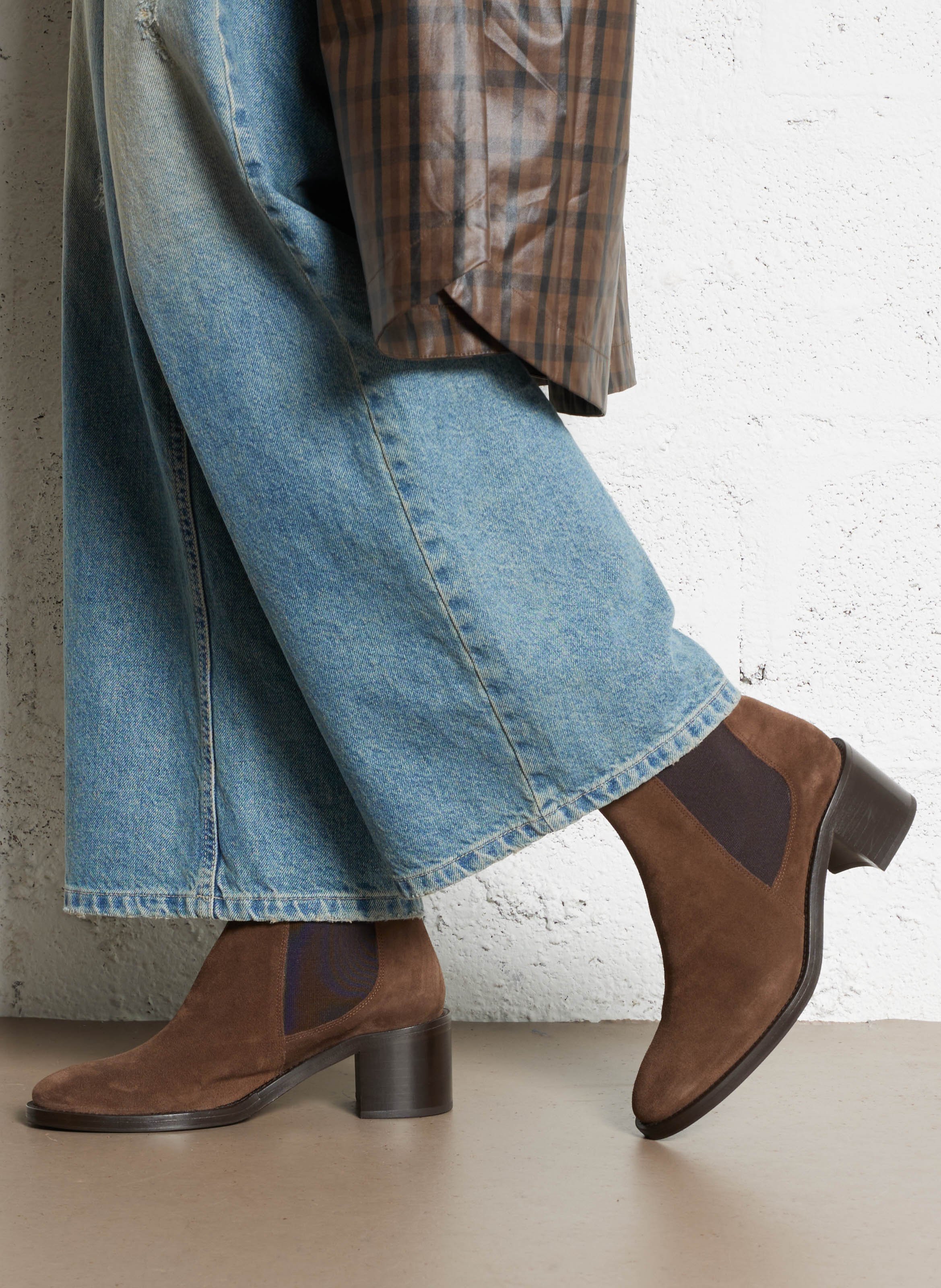 Bottines à talons en cuir RIVECOUR Marron