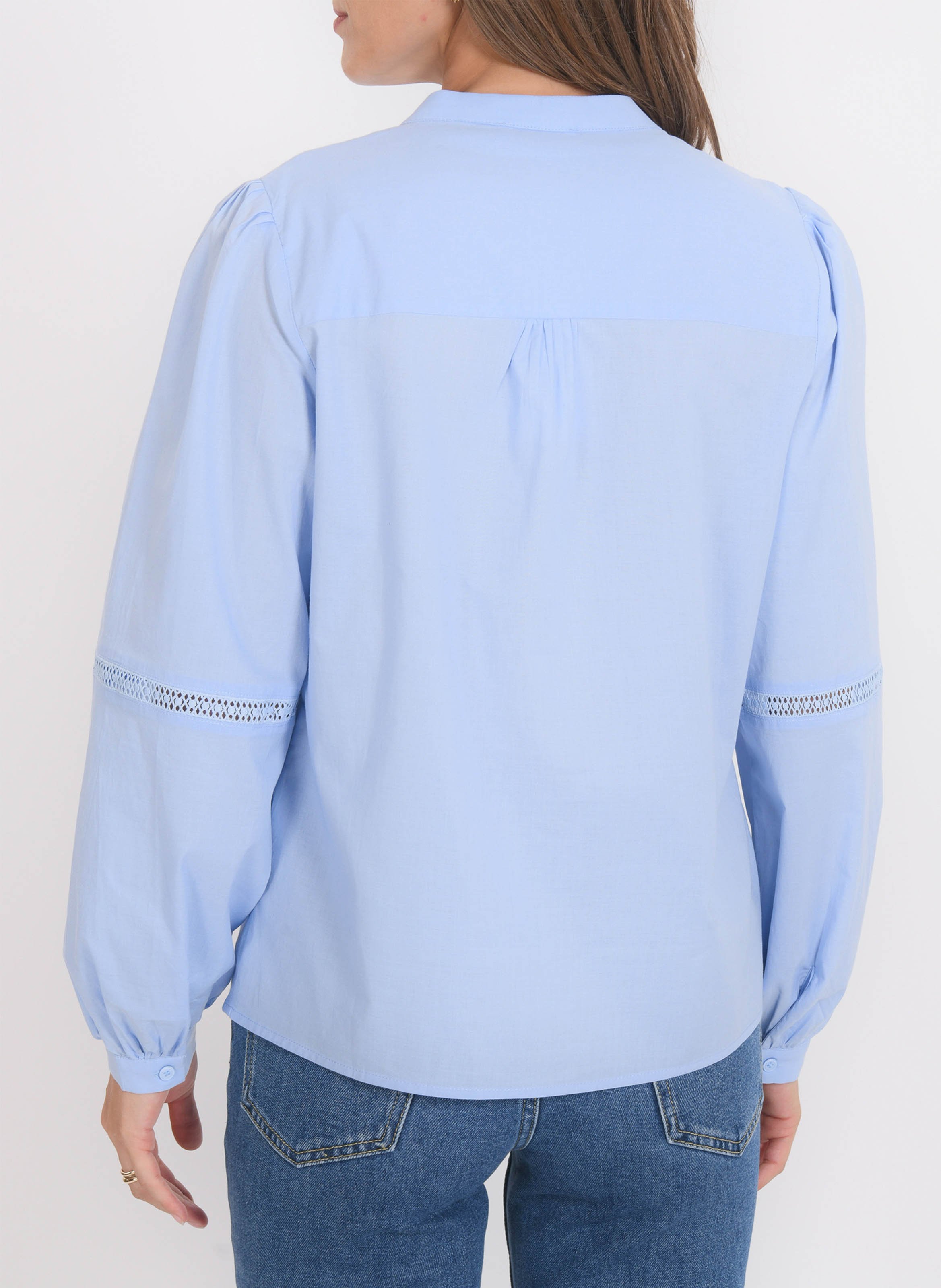 Recht katoenen overhemd met opstaande kraag KOOKAI Blauw