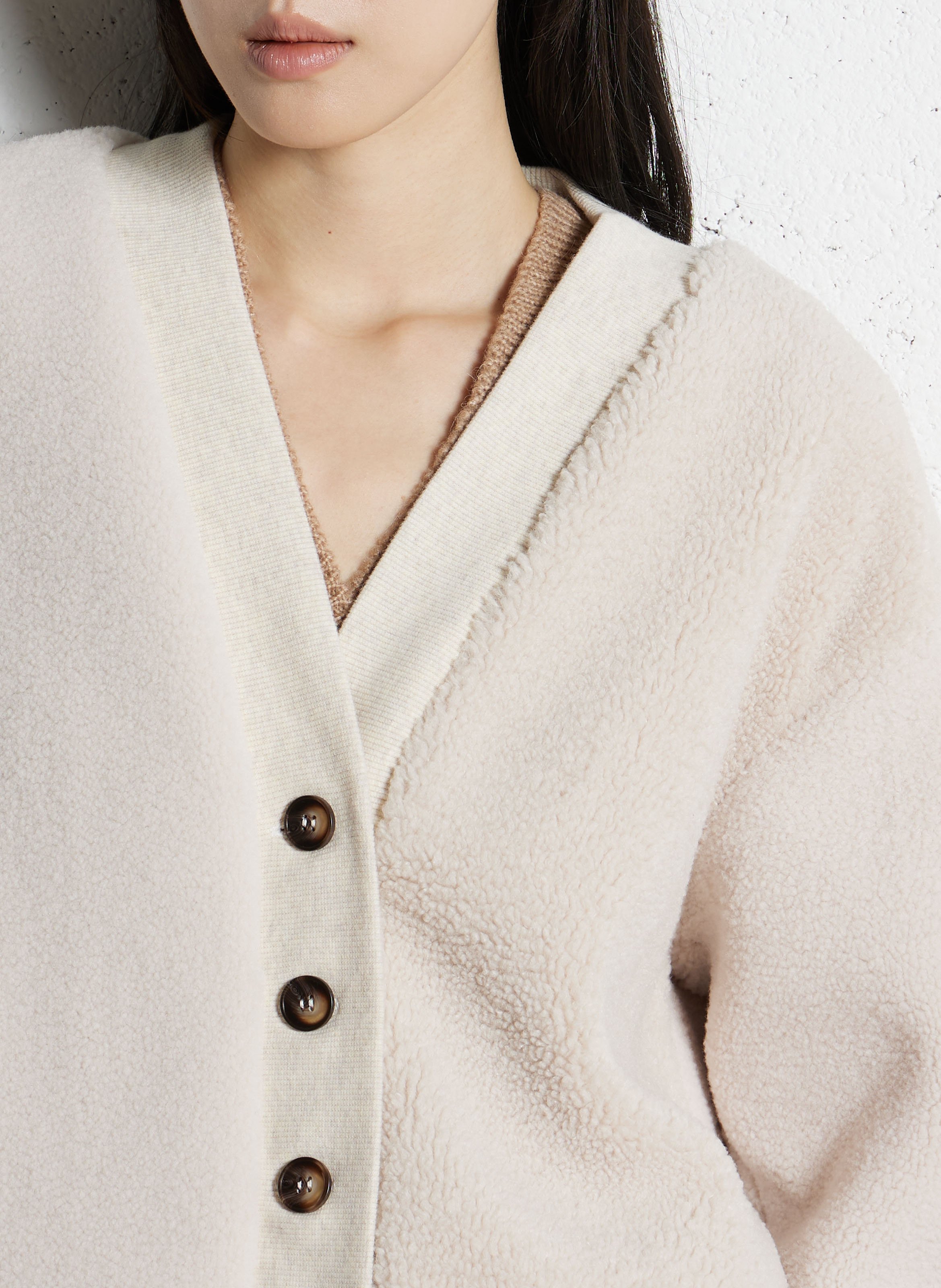 Cardigan droit en sherpa I CODE Blanc