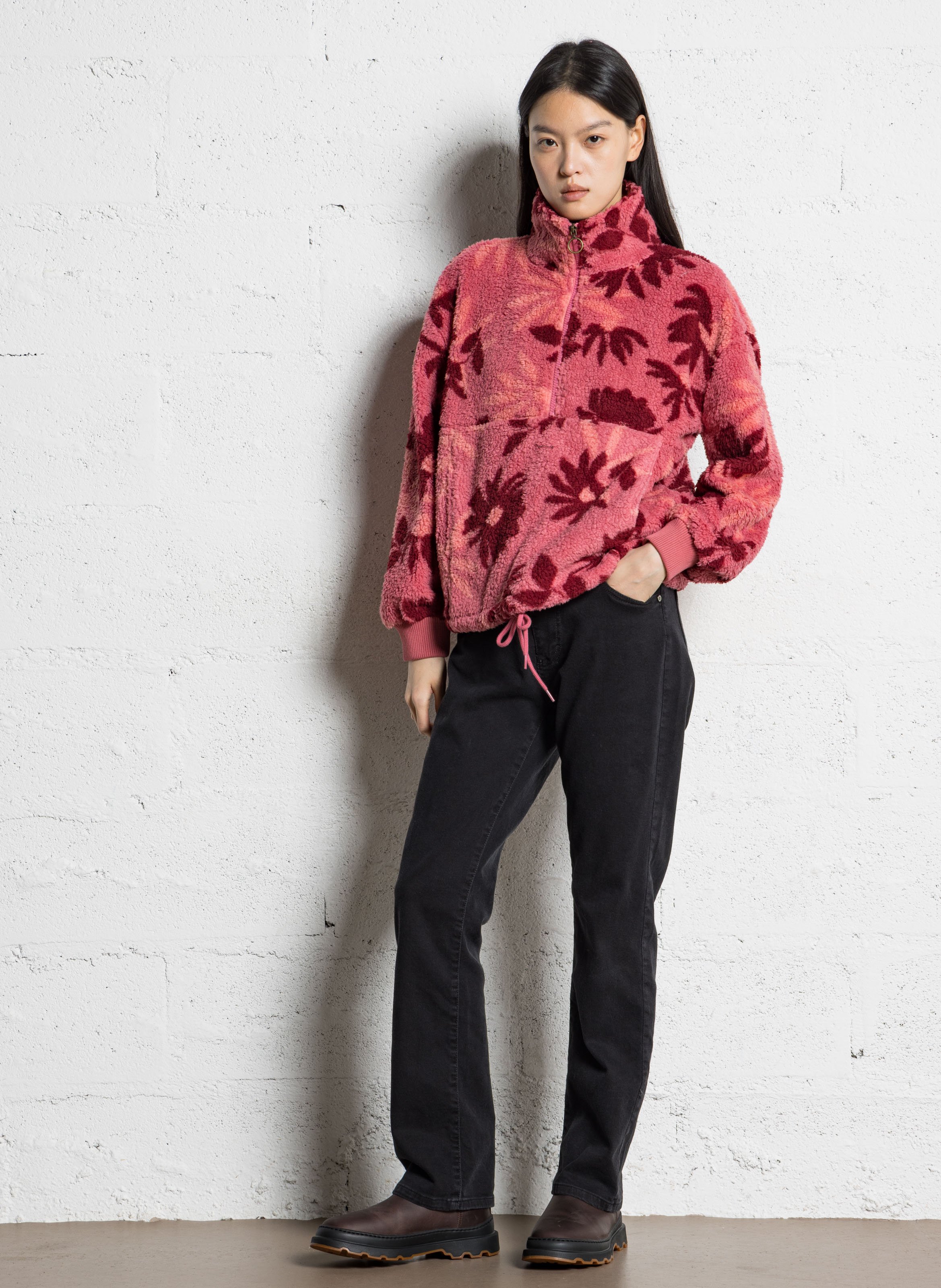 Sweat oversize col montant à imprimé BILLABONG Rose