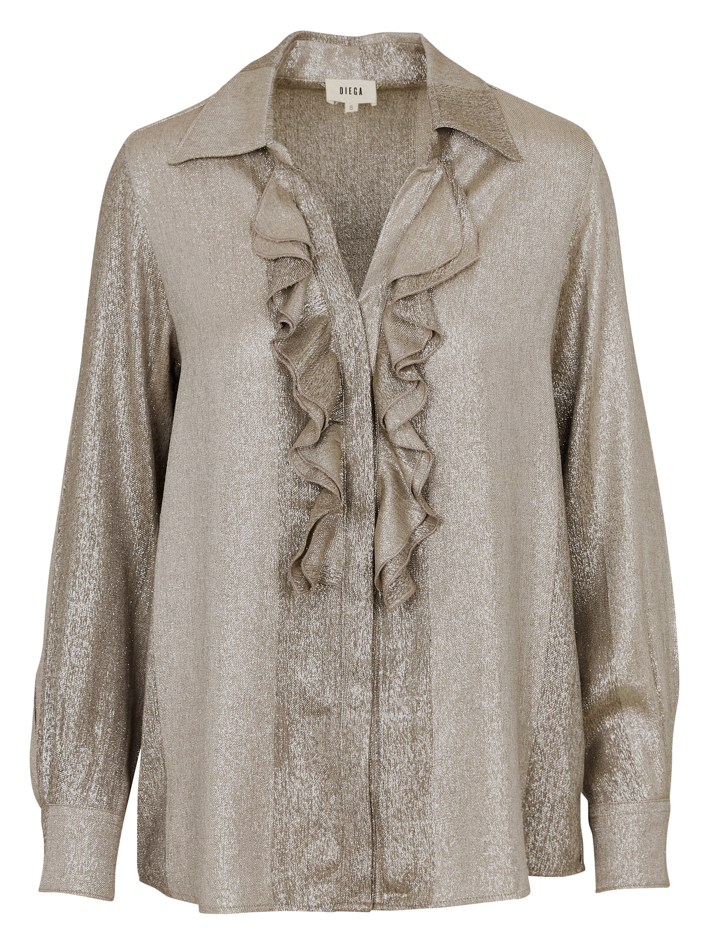 Chemise droite col V pailleté DIEGA Marron