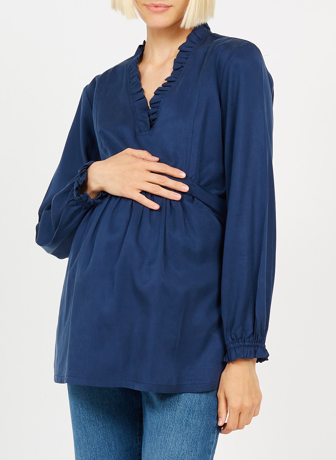 Long-sleeved maternity top POLINA Blue