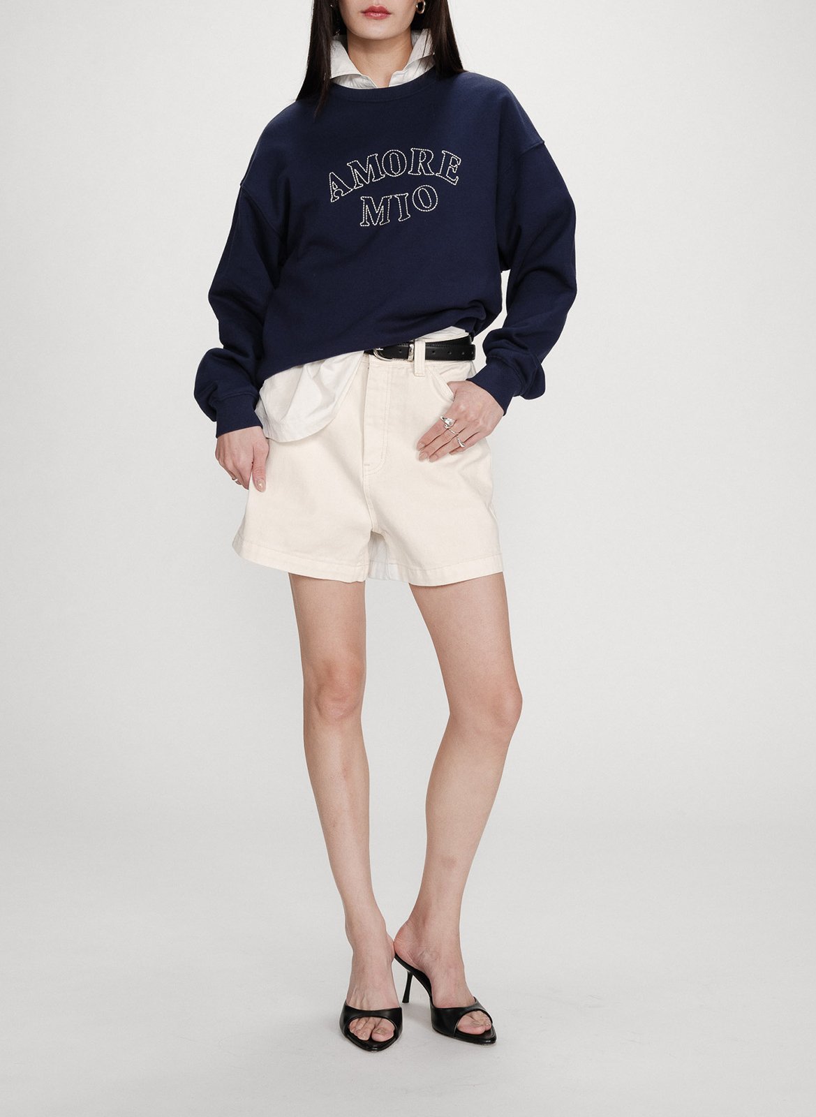 Cotton round-neck sweatshirt GRACE ET MILA Blue