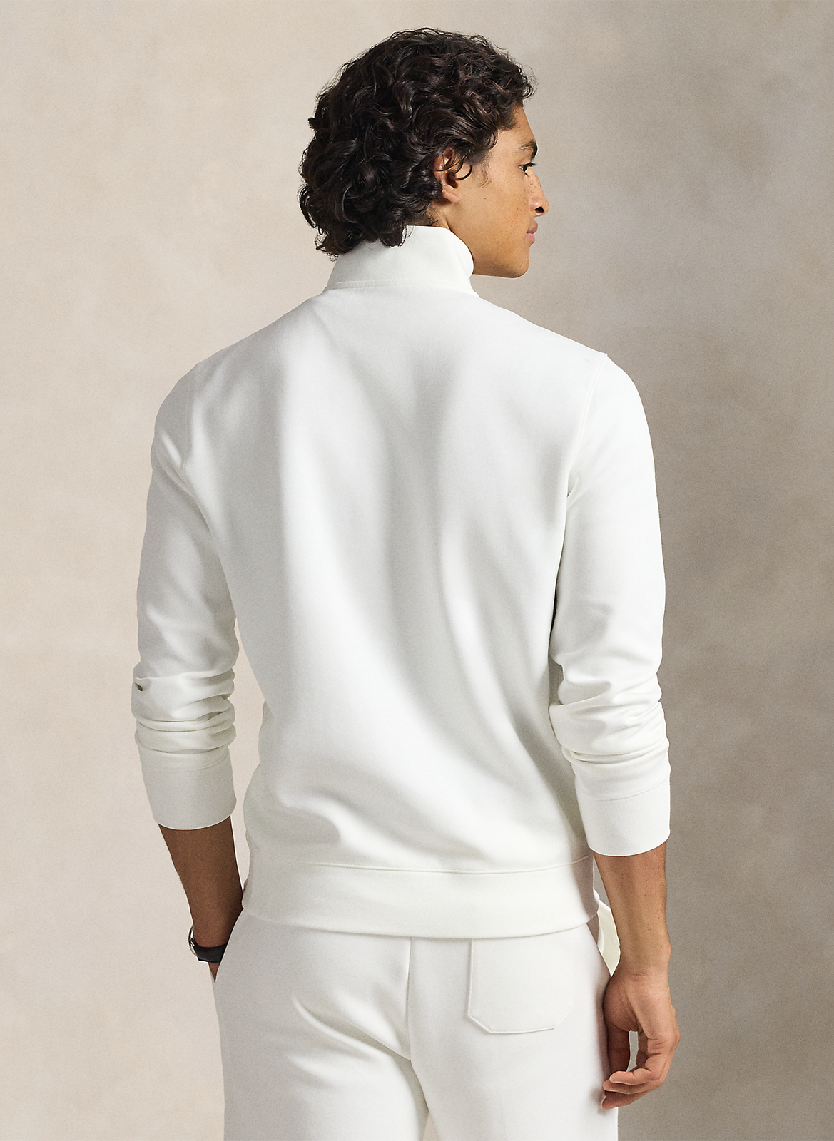 Sweatshirt aus Baumwoll-Mix mit Stehkragen Weiss