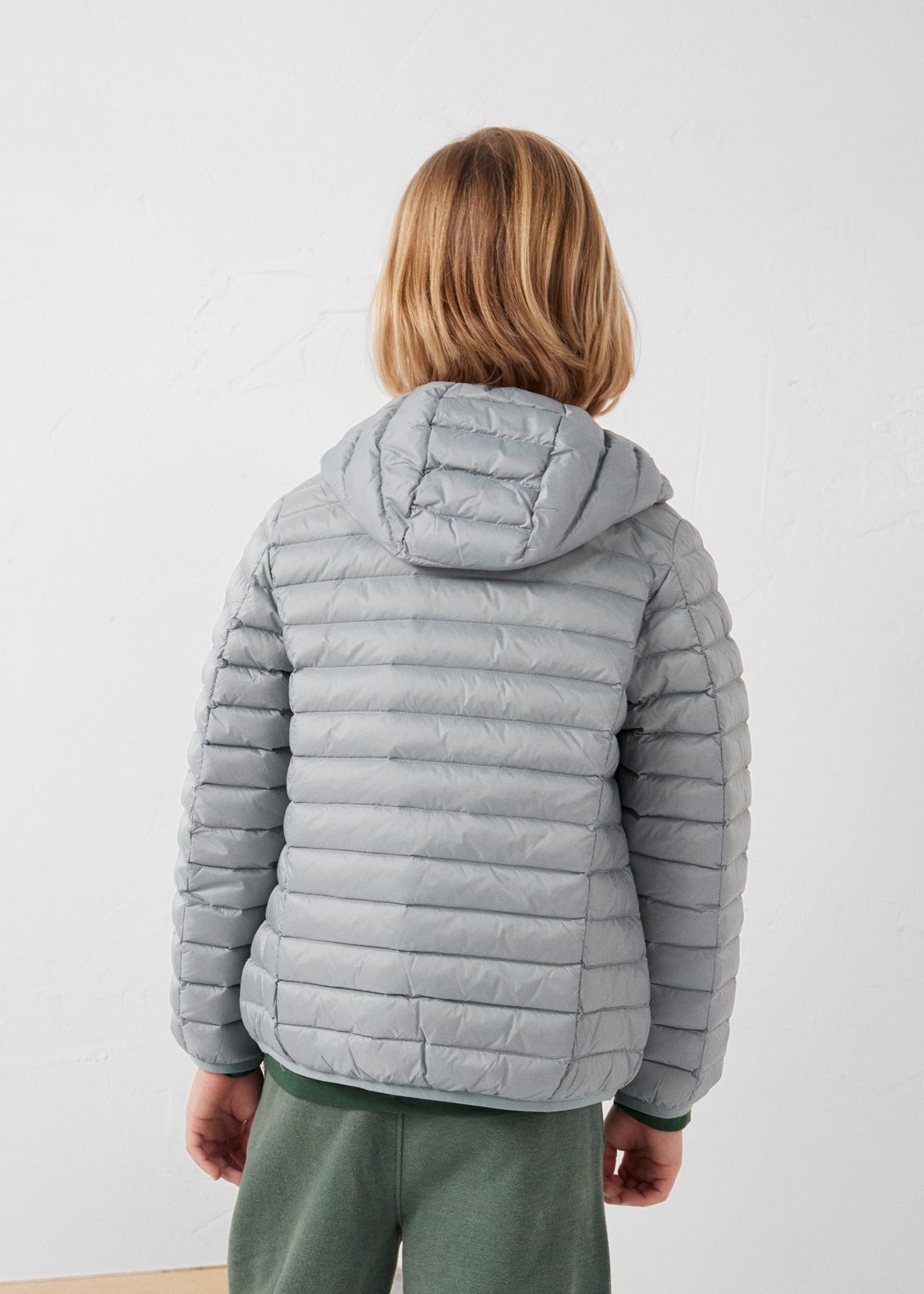 Hugo lightweight hooded child's puffer coat JOTT Grey