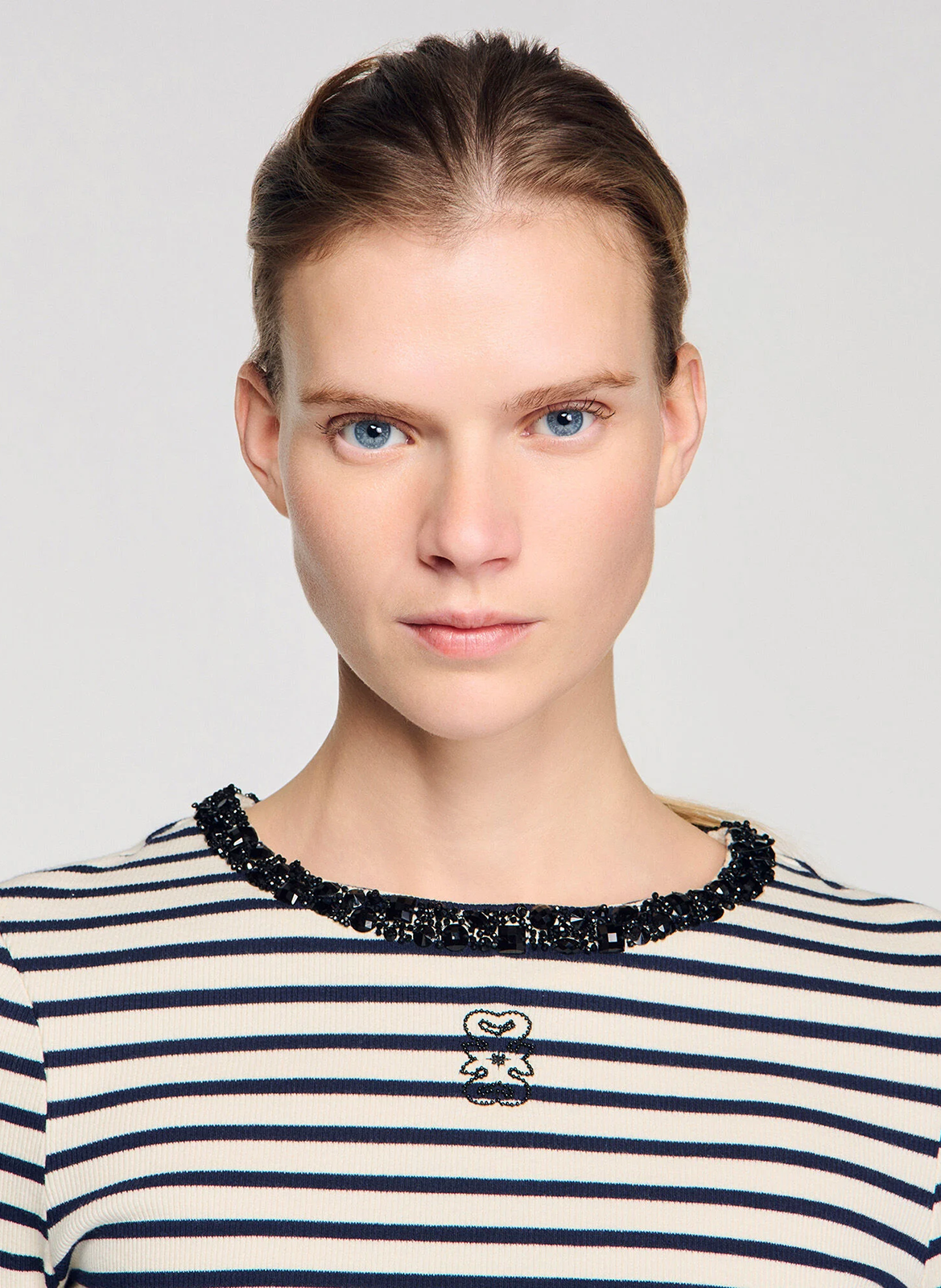 Gestreept T-shirt in marinelook met lange mouwen SANDRO Blauw