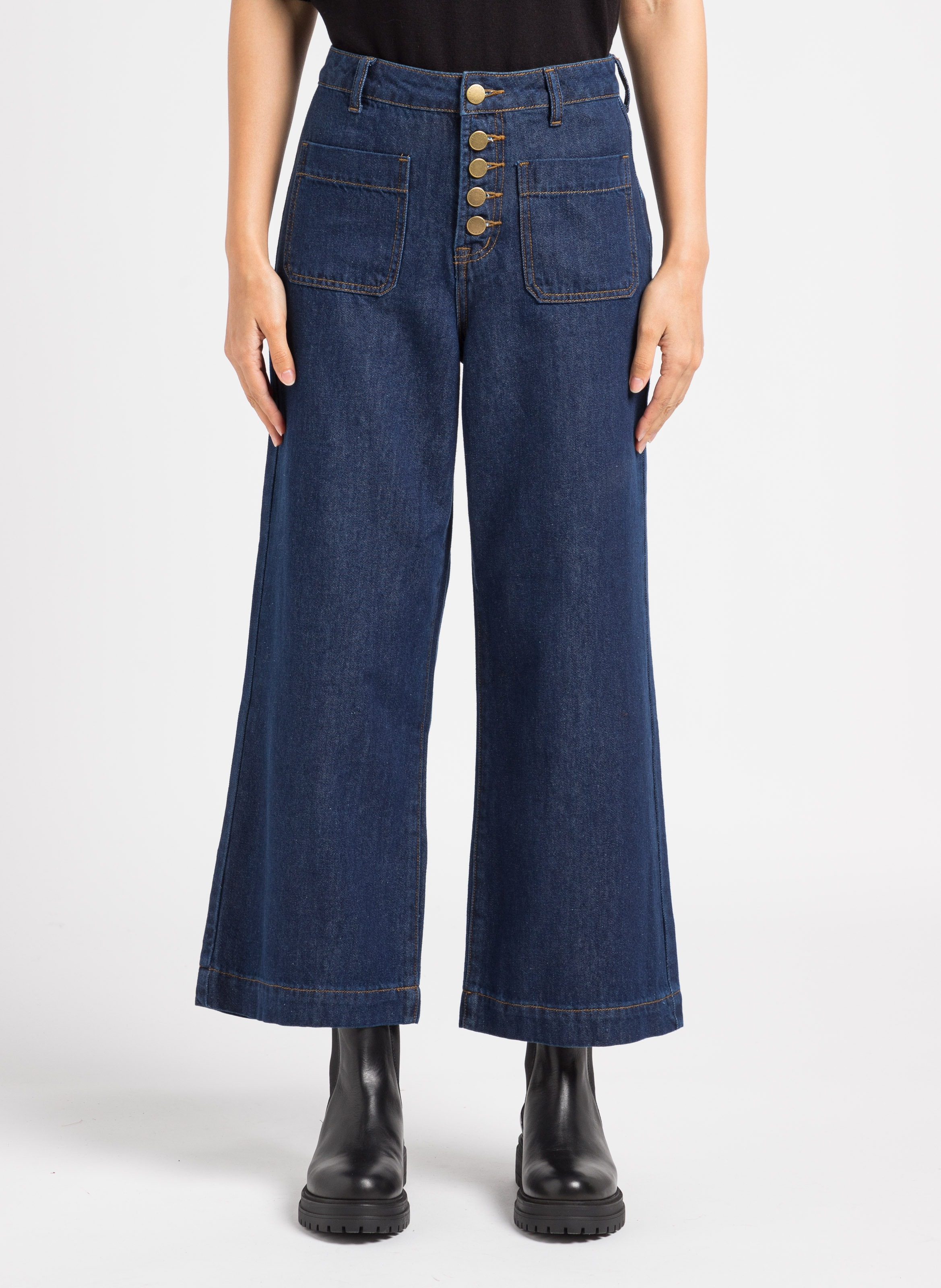 Jean taille haute flare LA PETITE ETOILE Blauw