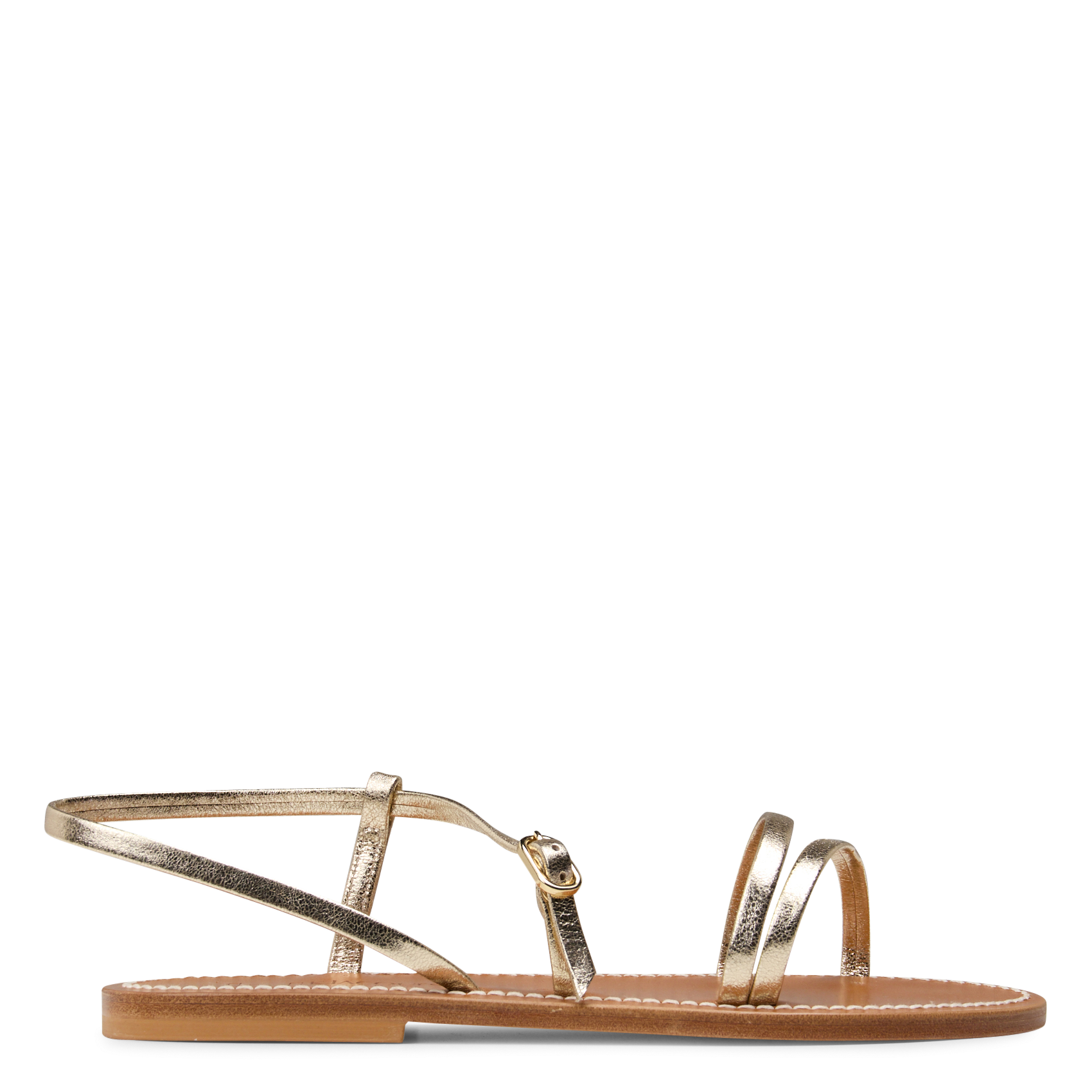 Avarca Berlin - Flache Ledersandalen mit Samt K JACQUES Golden