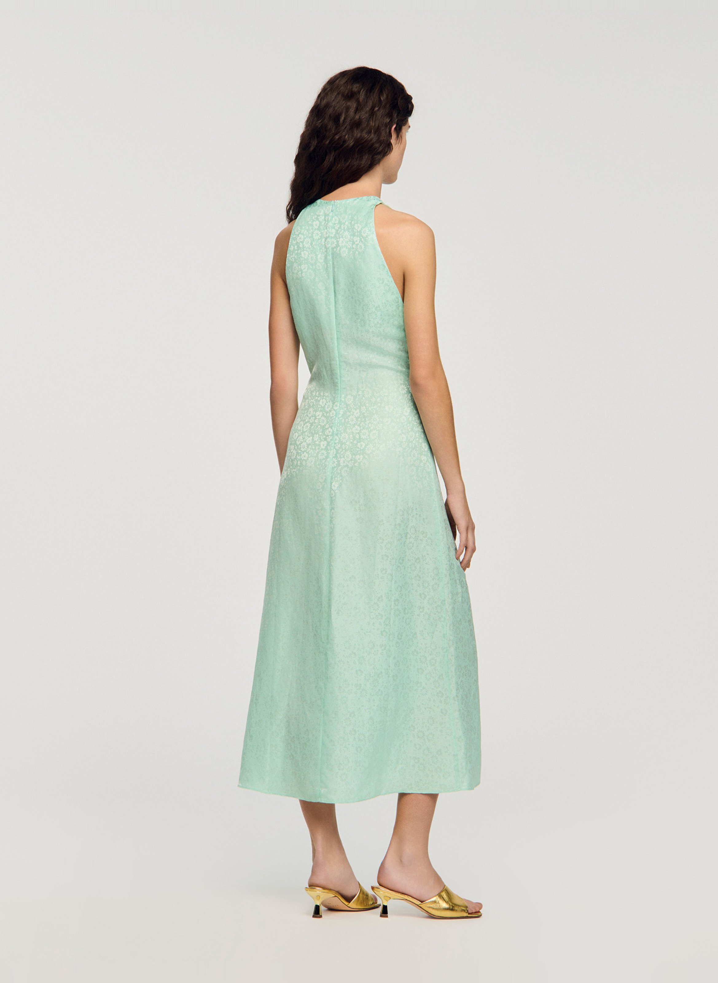 Lange jurk met V-hals en print SANDRO Green