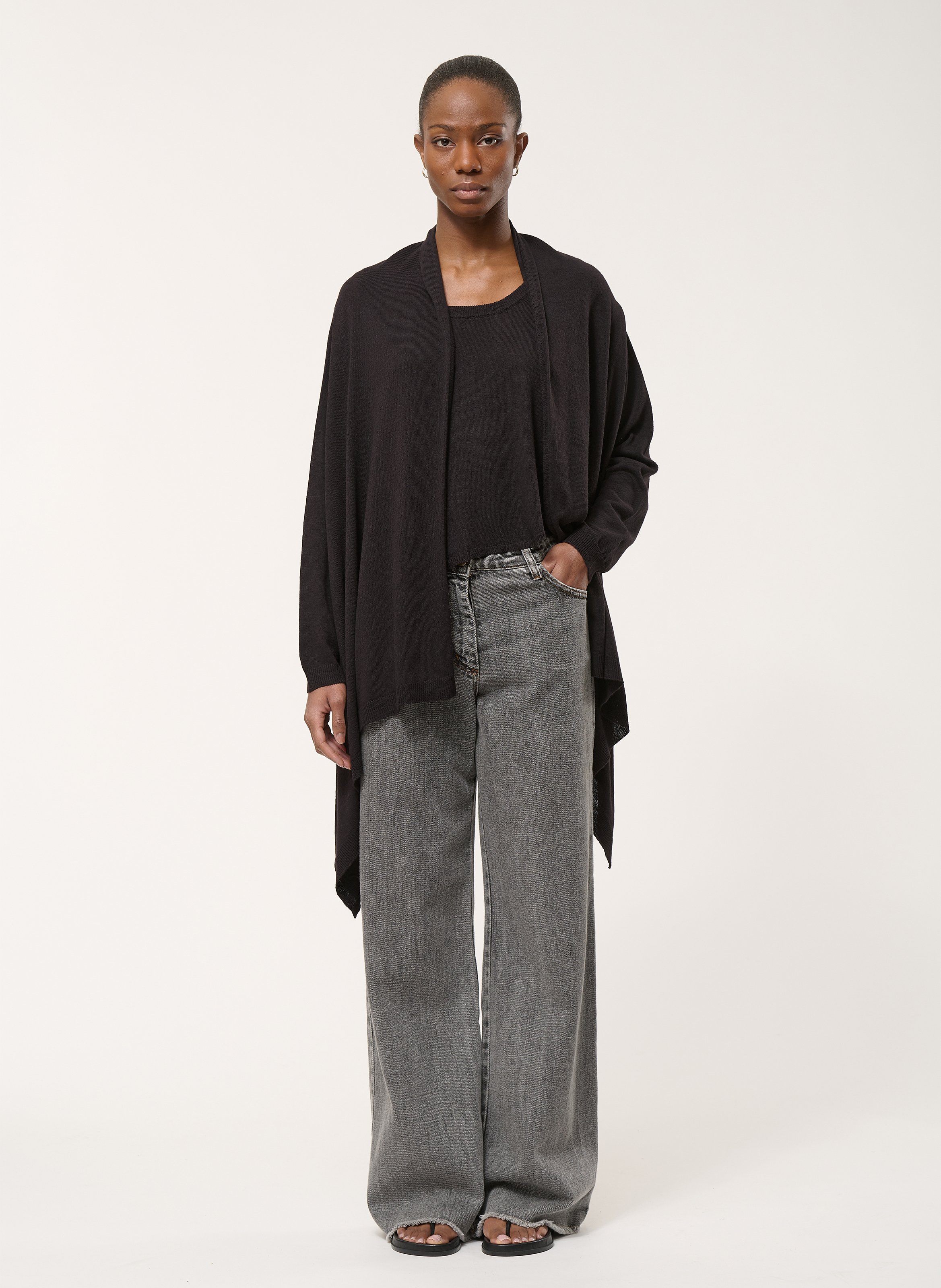 Cardigan oversize  en maille HUMILITY Noir