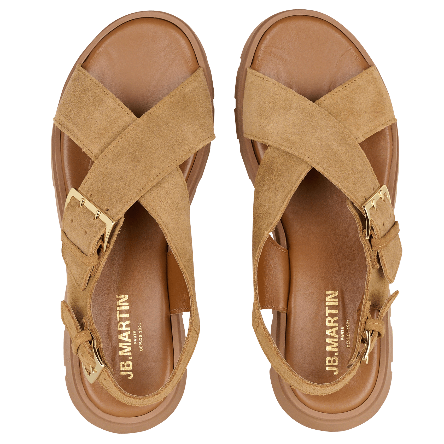 Flat soft leather sandals JB MARTIN Beige