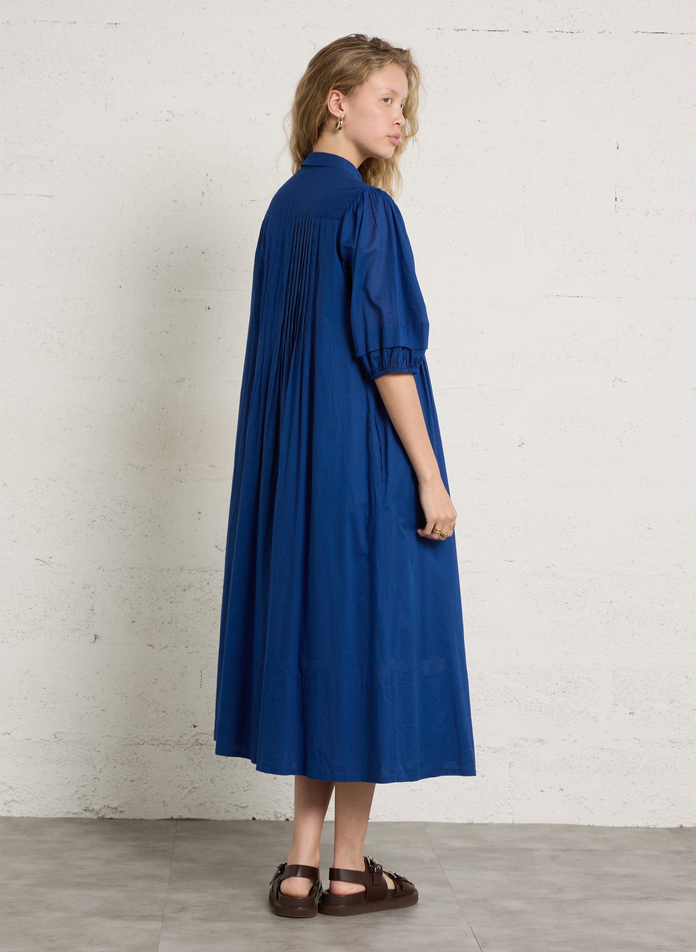 Robe longue ample en coton bio LEON & HARPER Bleu