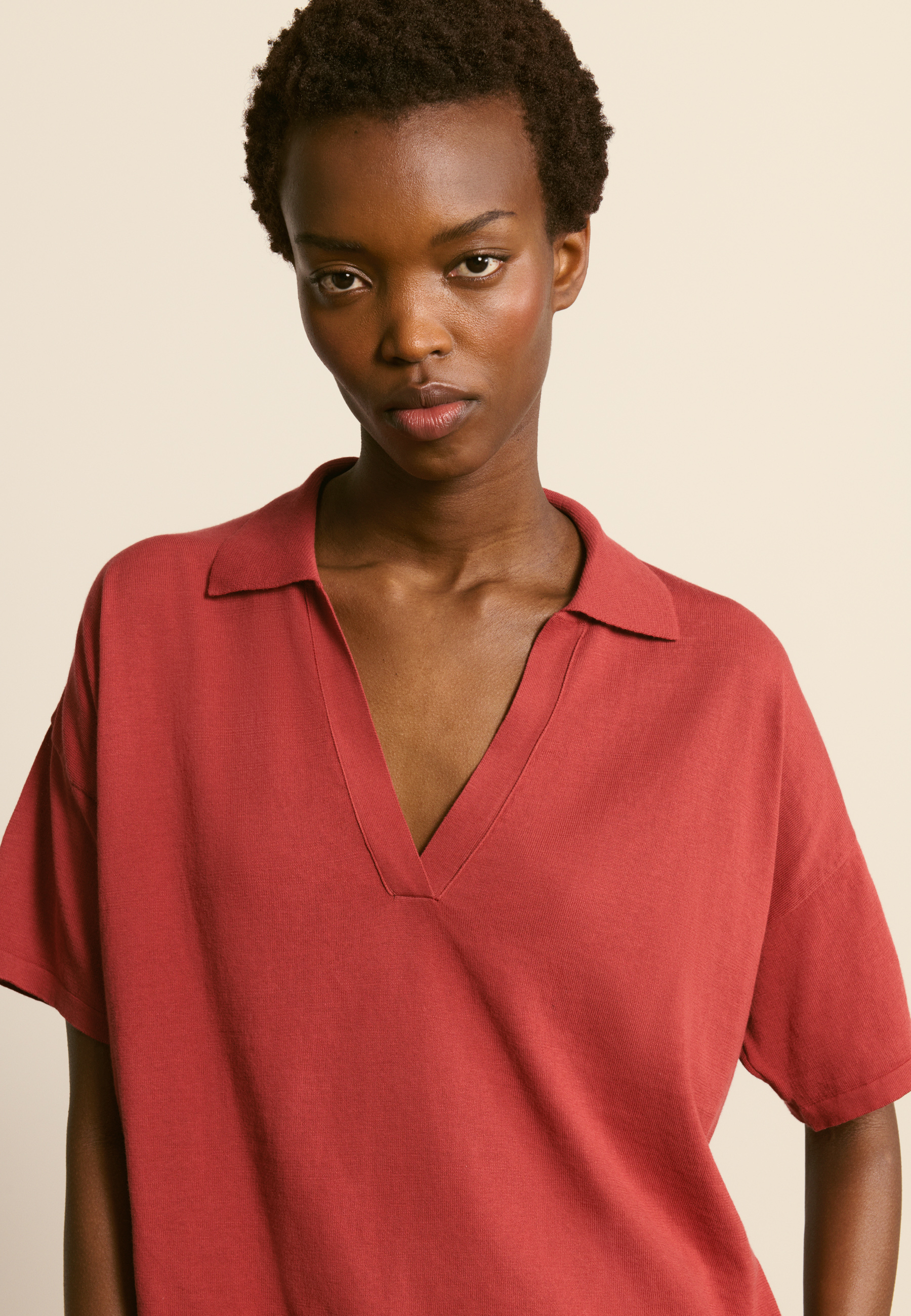 Polo en coton biologique MAISON MONTAGUT Marron