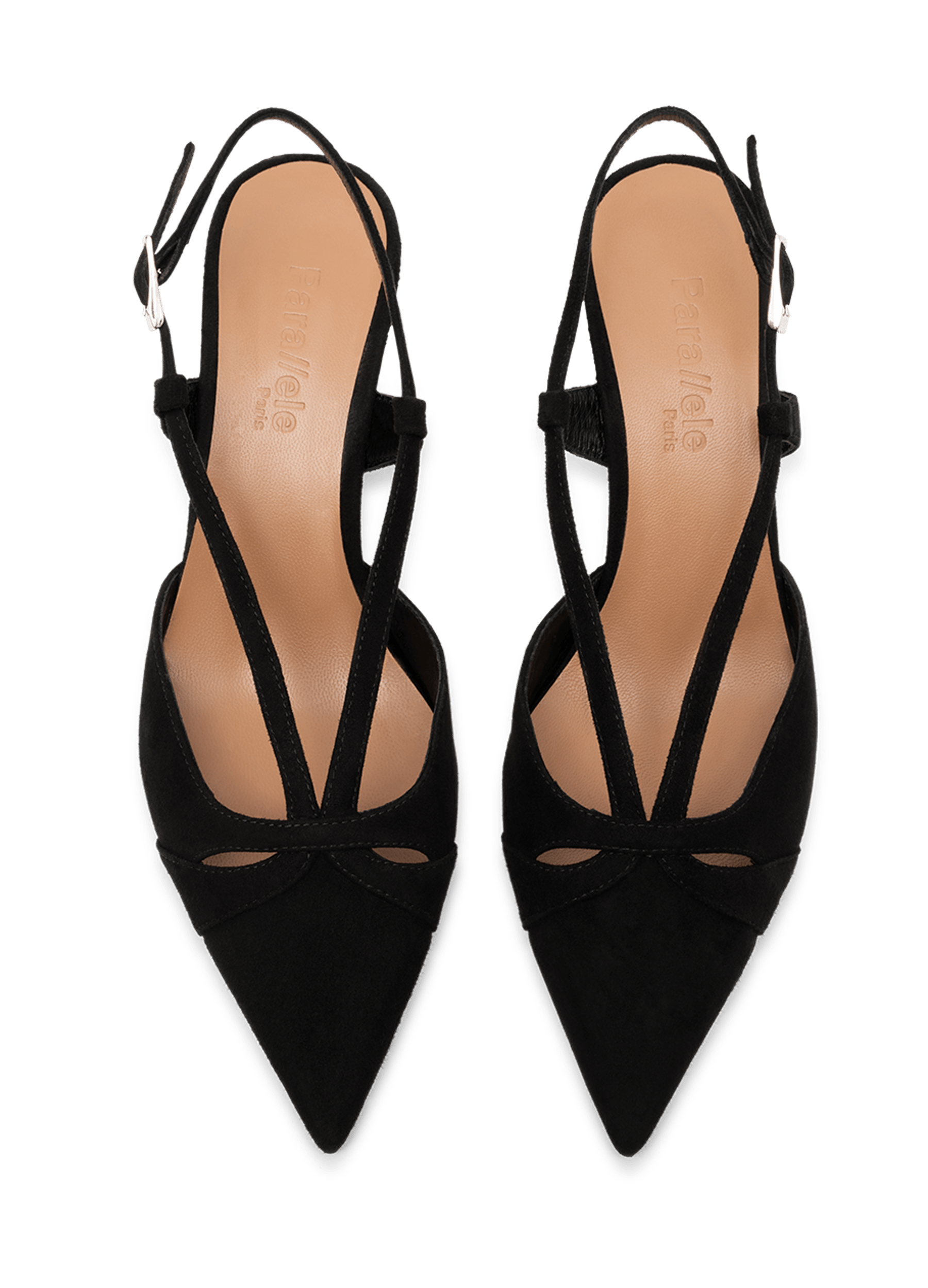 Slingback en cuir velours noir PARALLELE PARIS Noir