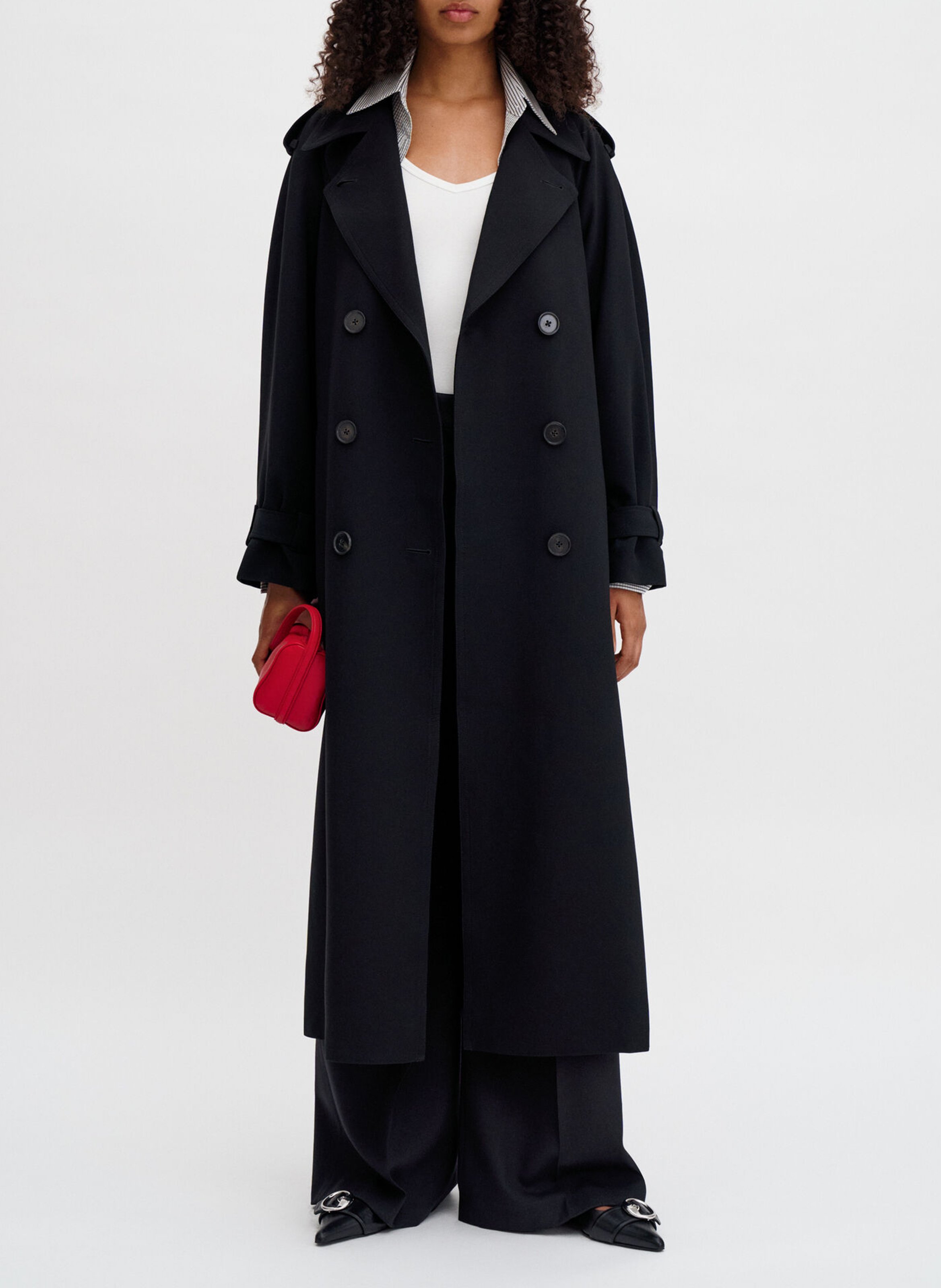 Belted straight coat in solid color FILIPPA K Black