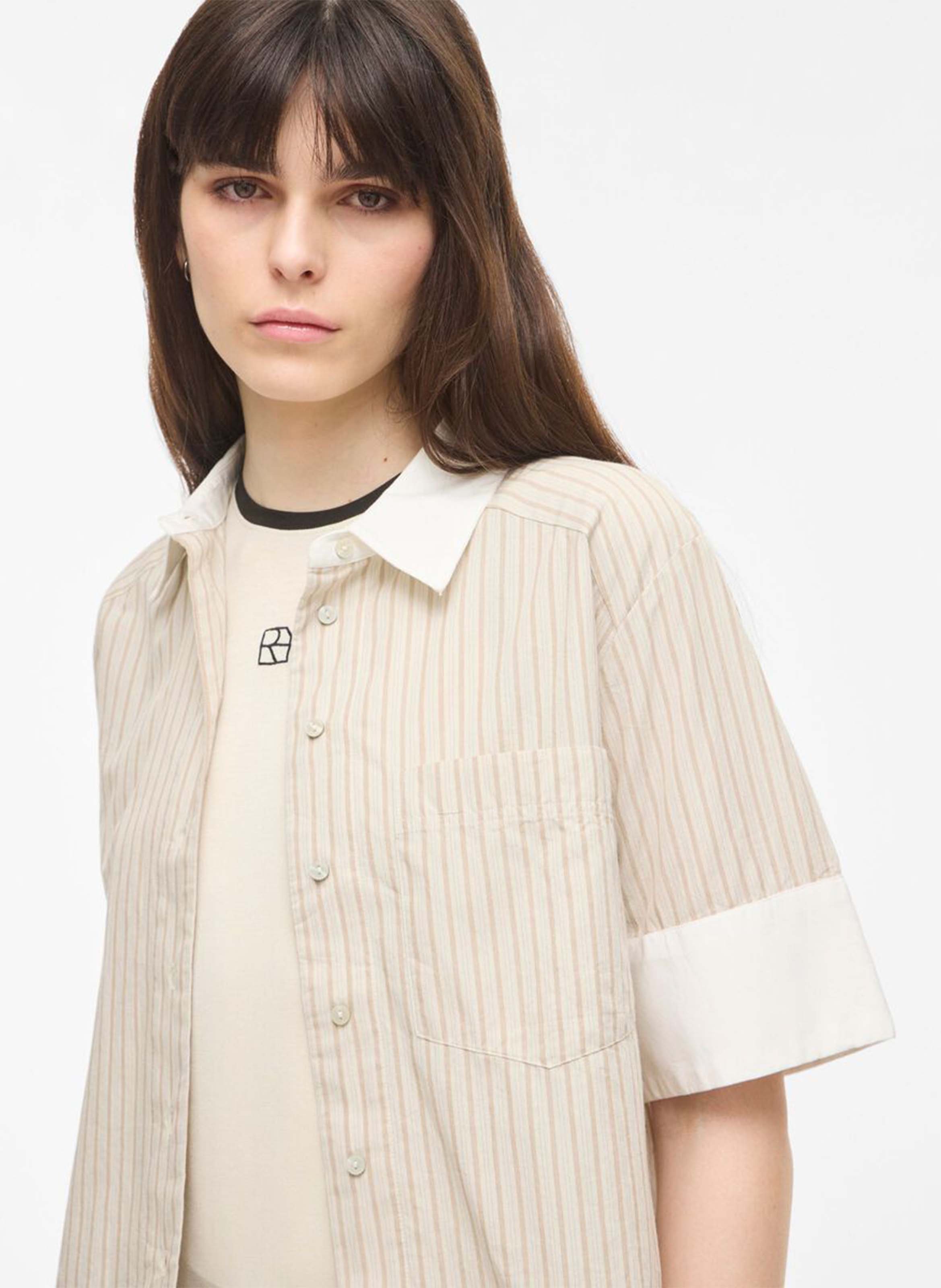 Baumwoll-Bluse ROUGE EDIT Beige