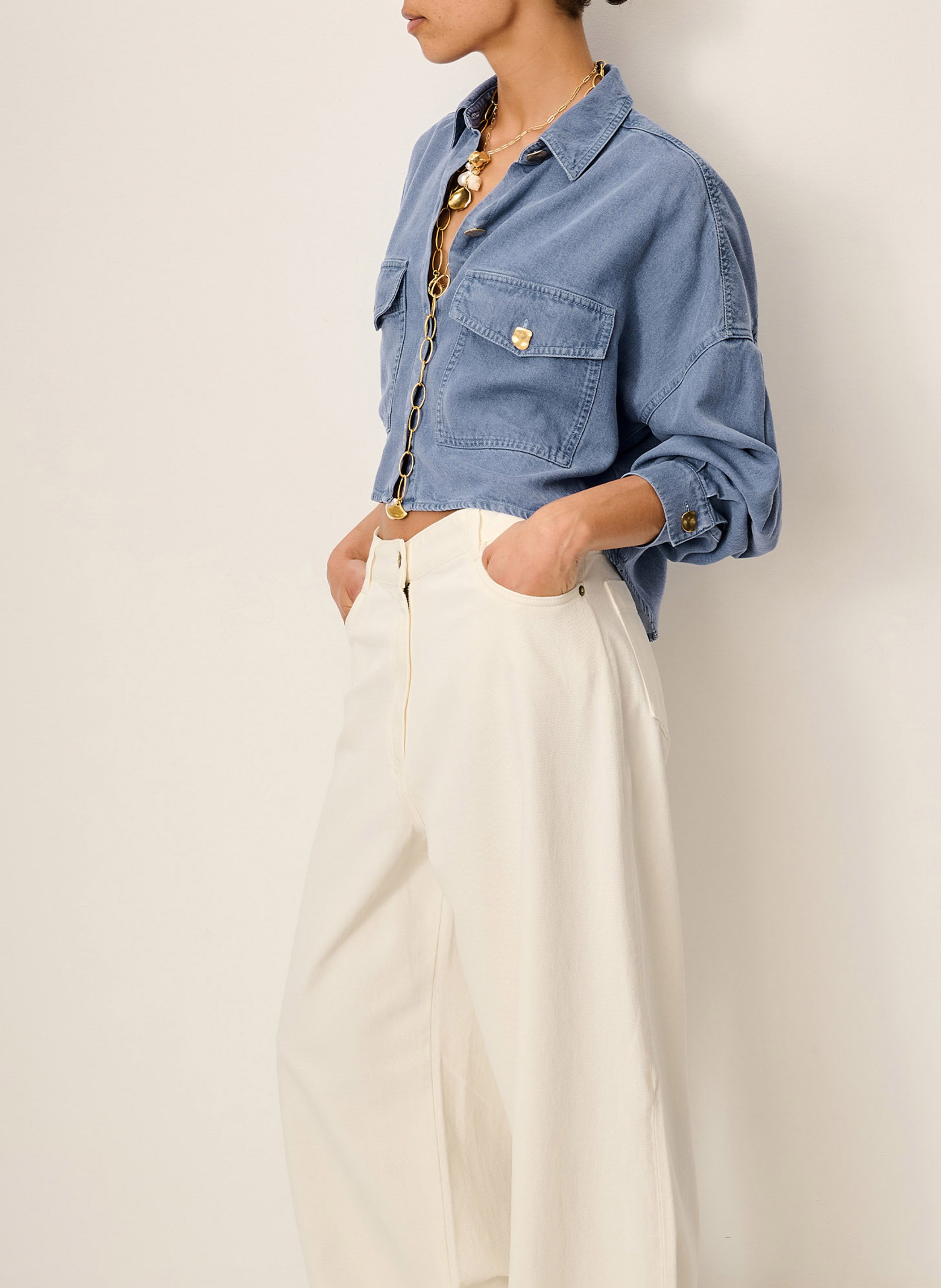 Oversize-Bluse mit klassischem Kragen SESSUN Blau