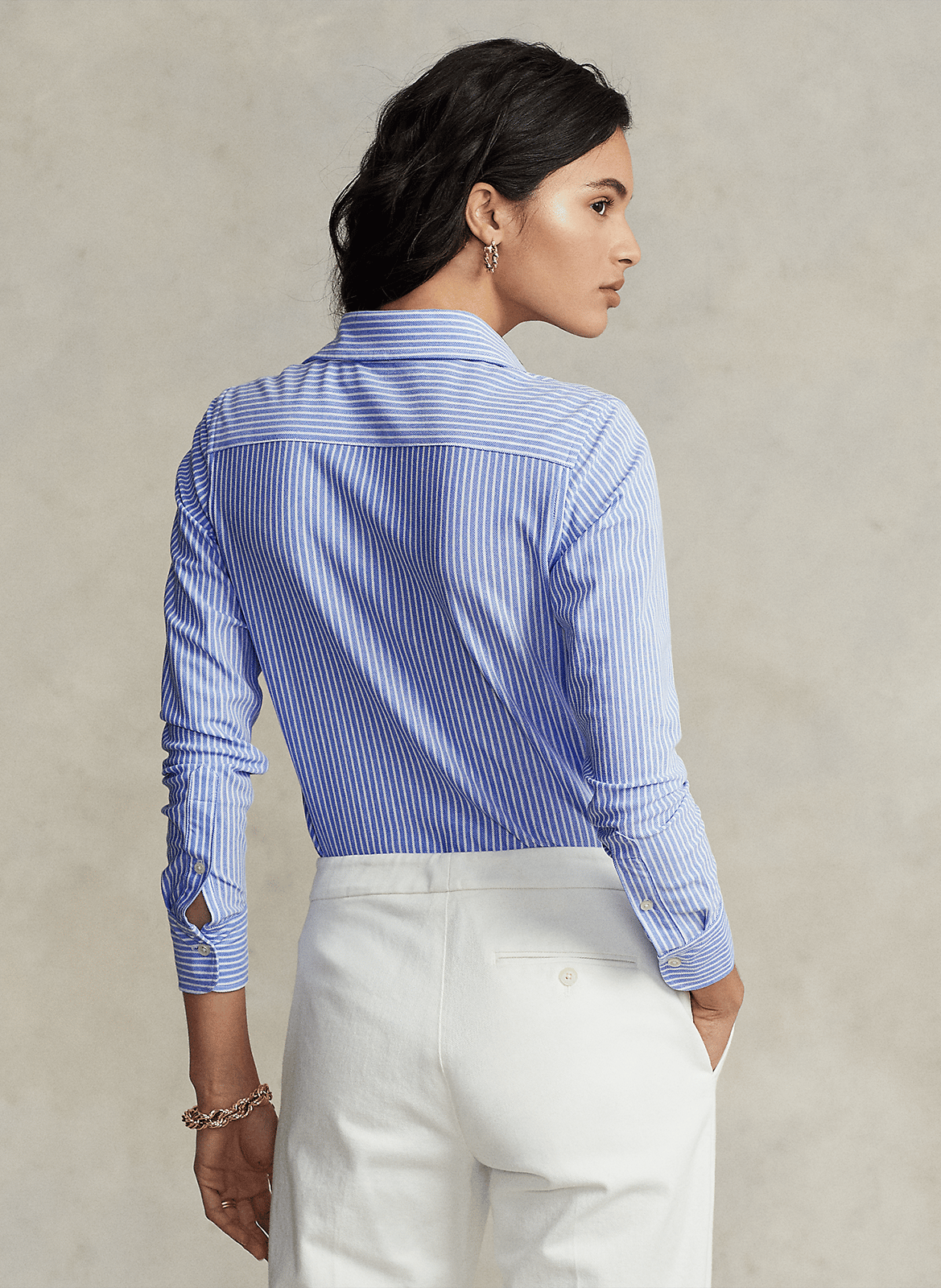 Striped straight cotton shirt with button-down collar POLO RALPH LAUREN Blue