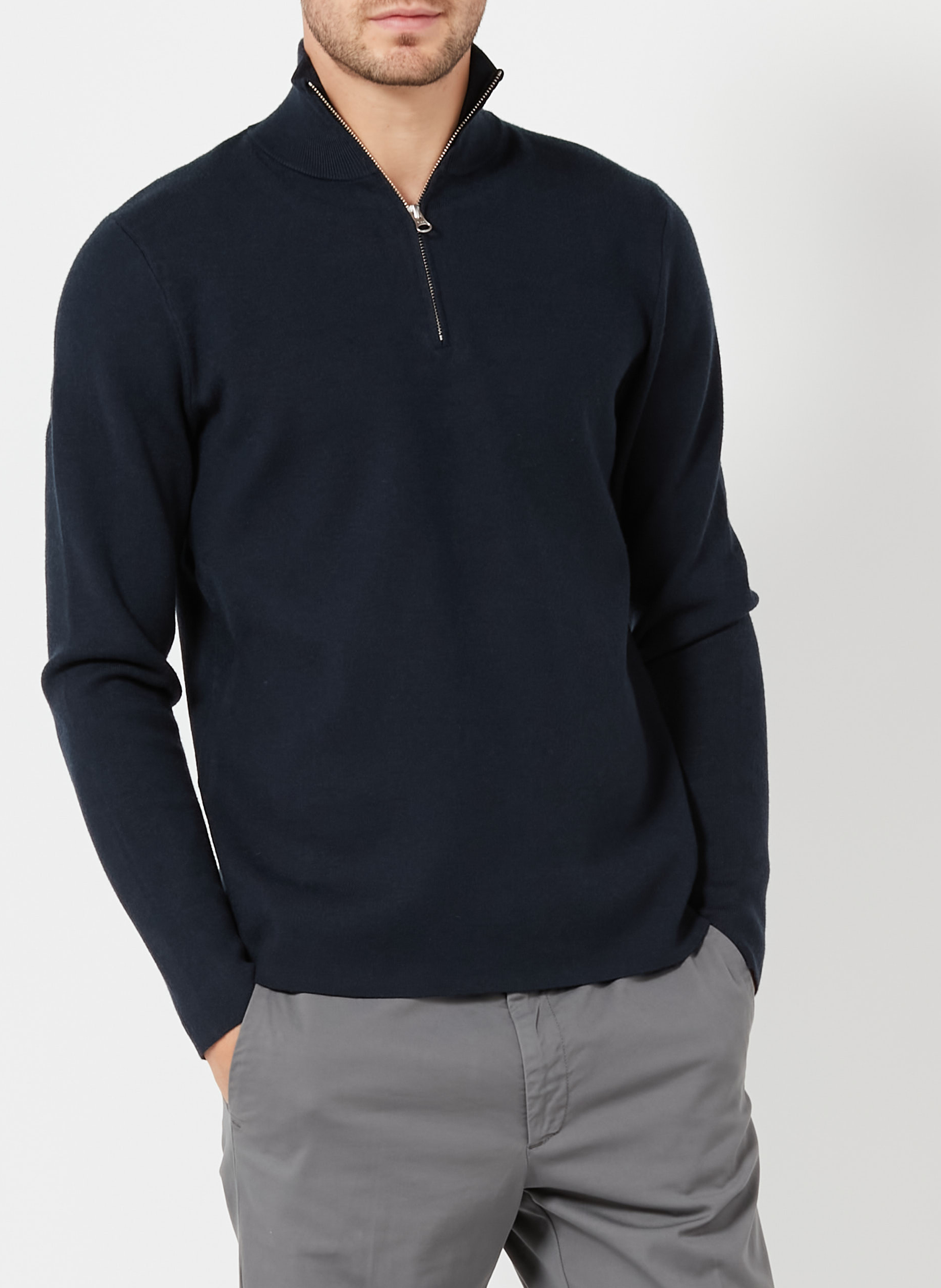 Pull col montant regular fit SAMSOE SAMSOE Bleu