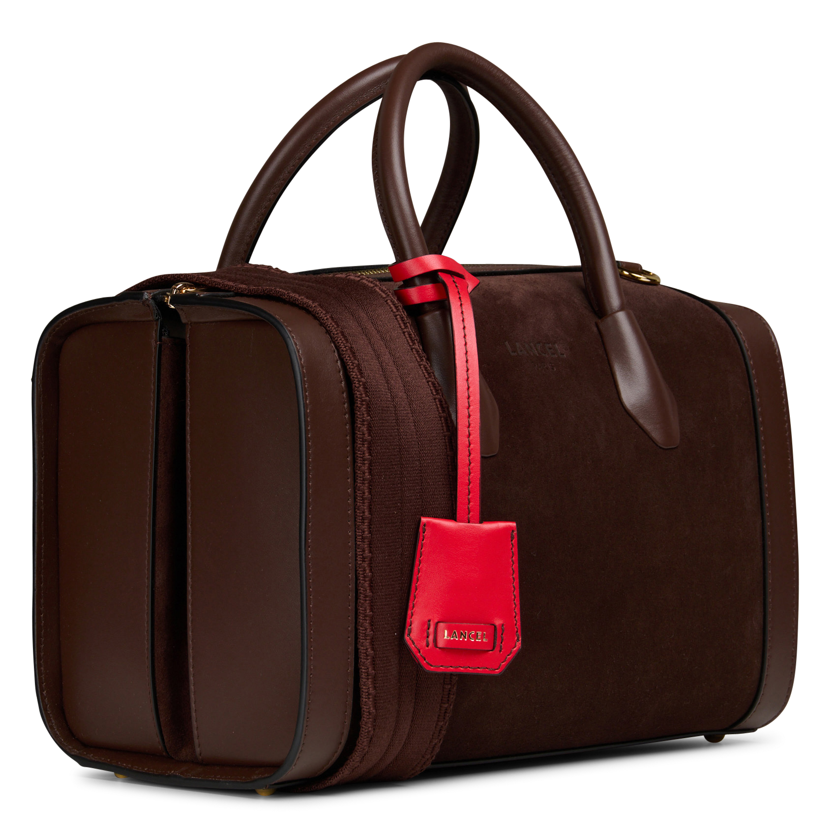 Cylindrical leather shoulder bag LANCEL Brown