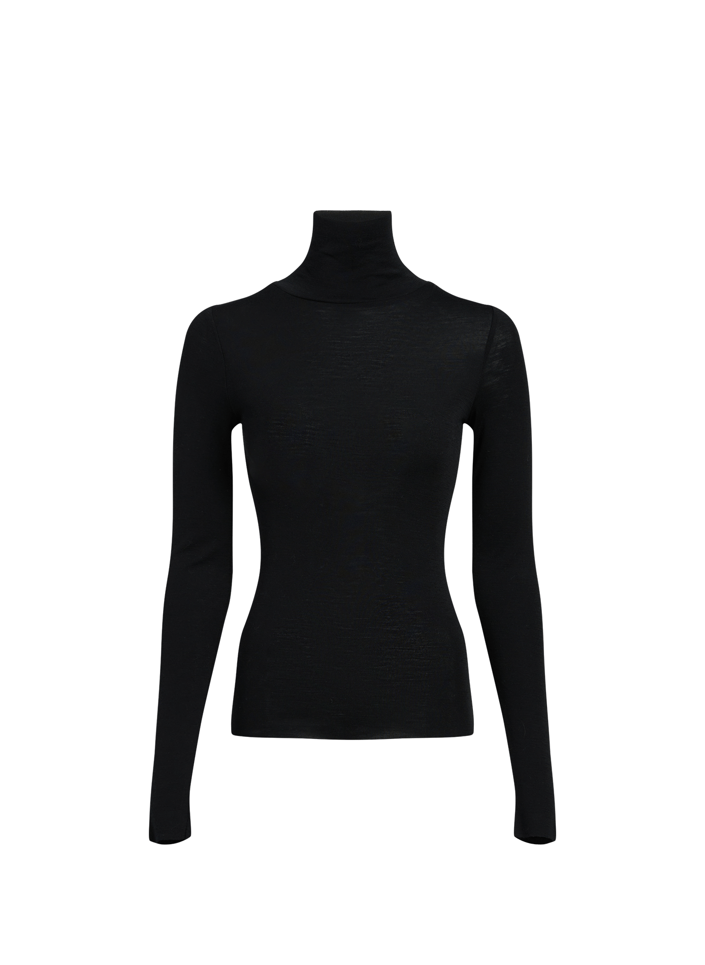 Plain wool turtleneck sweater with bouclé knit SAISON 1865 Black