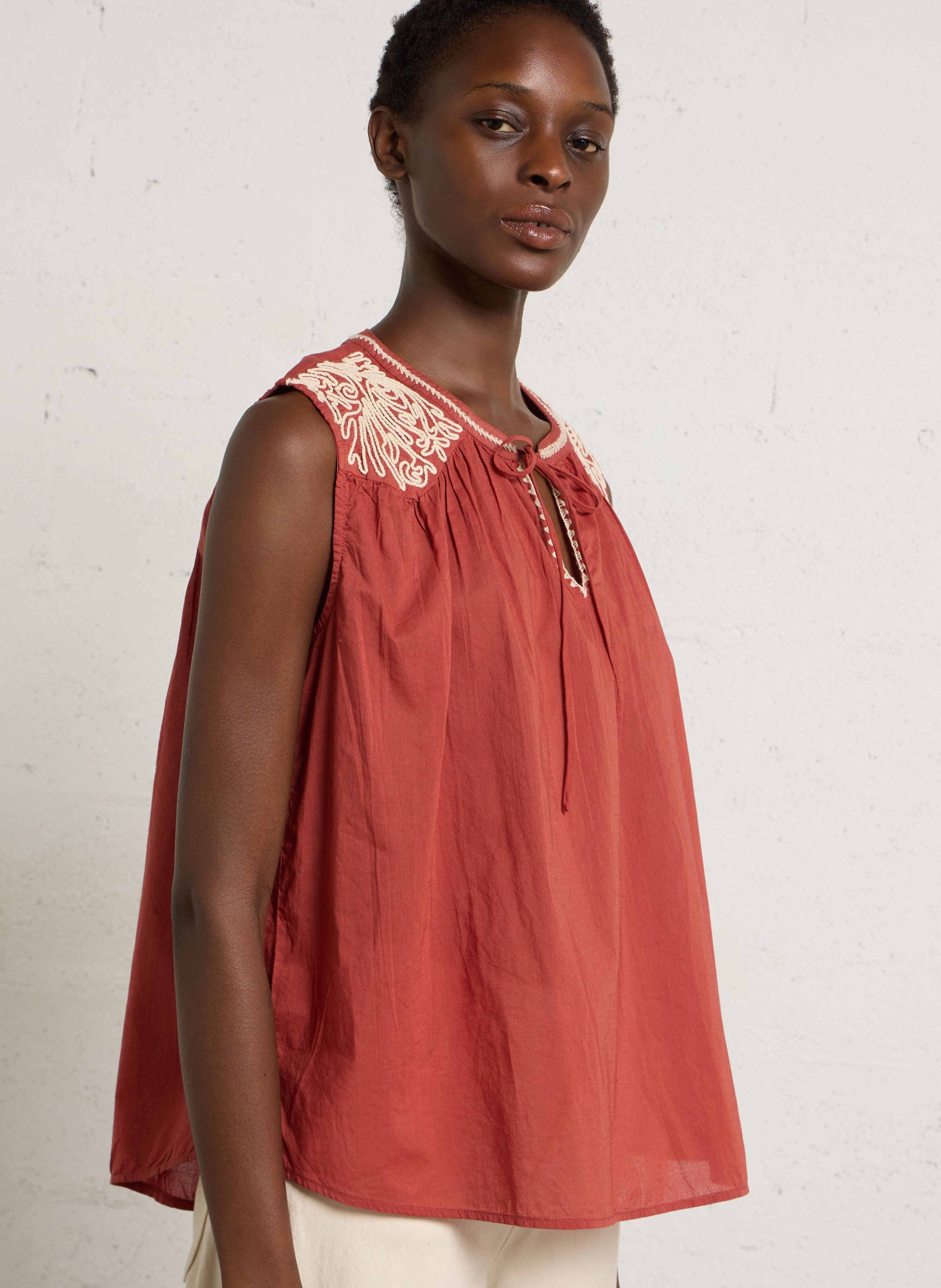 Weites Baumwoll-Top SUD EXPRESS Orange