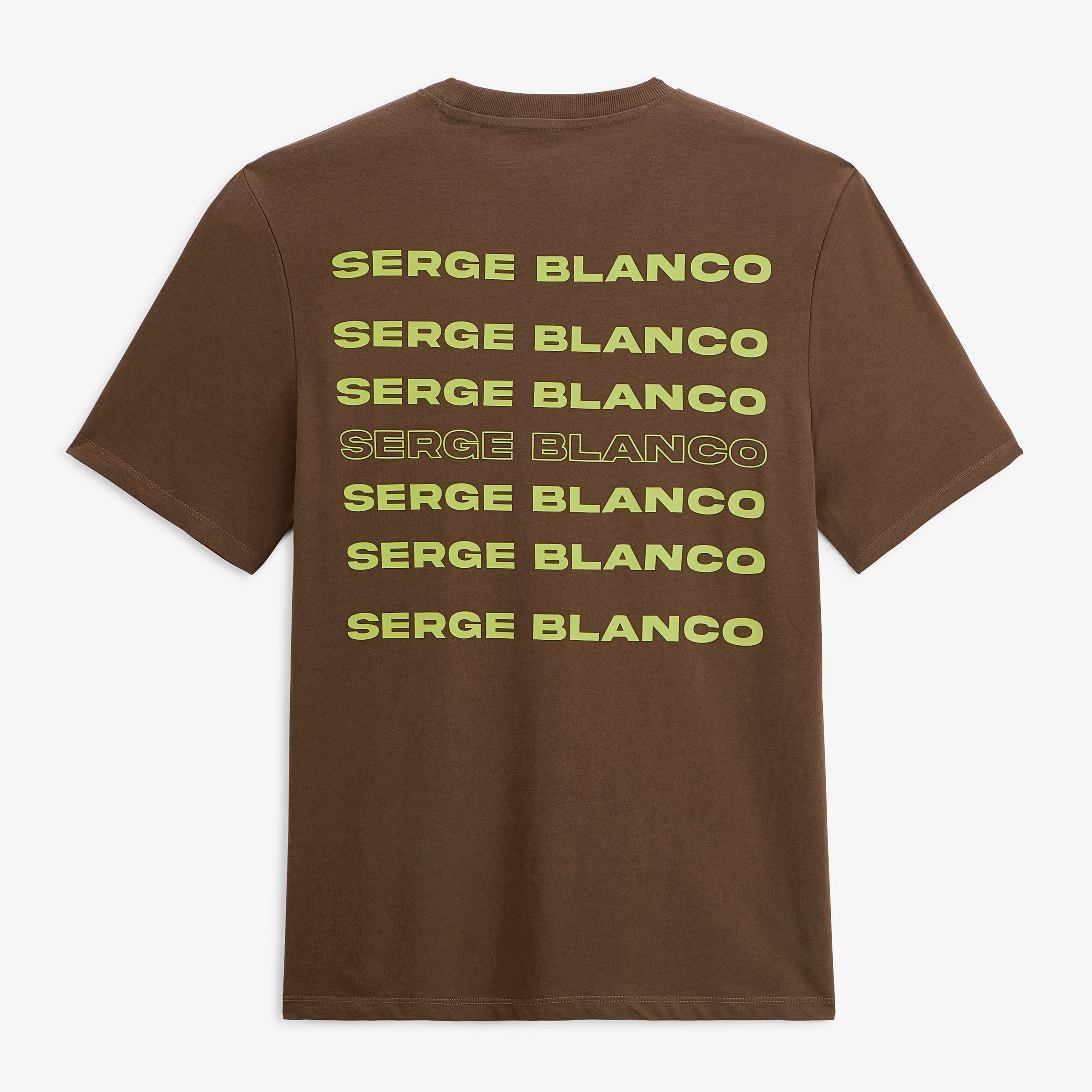 Short-sleeved t-shirt Théo, printed back, Serge Blanco, brown. SERGE BLANCO Brown