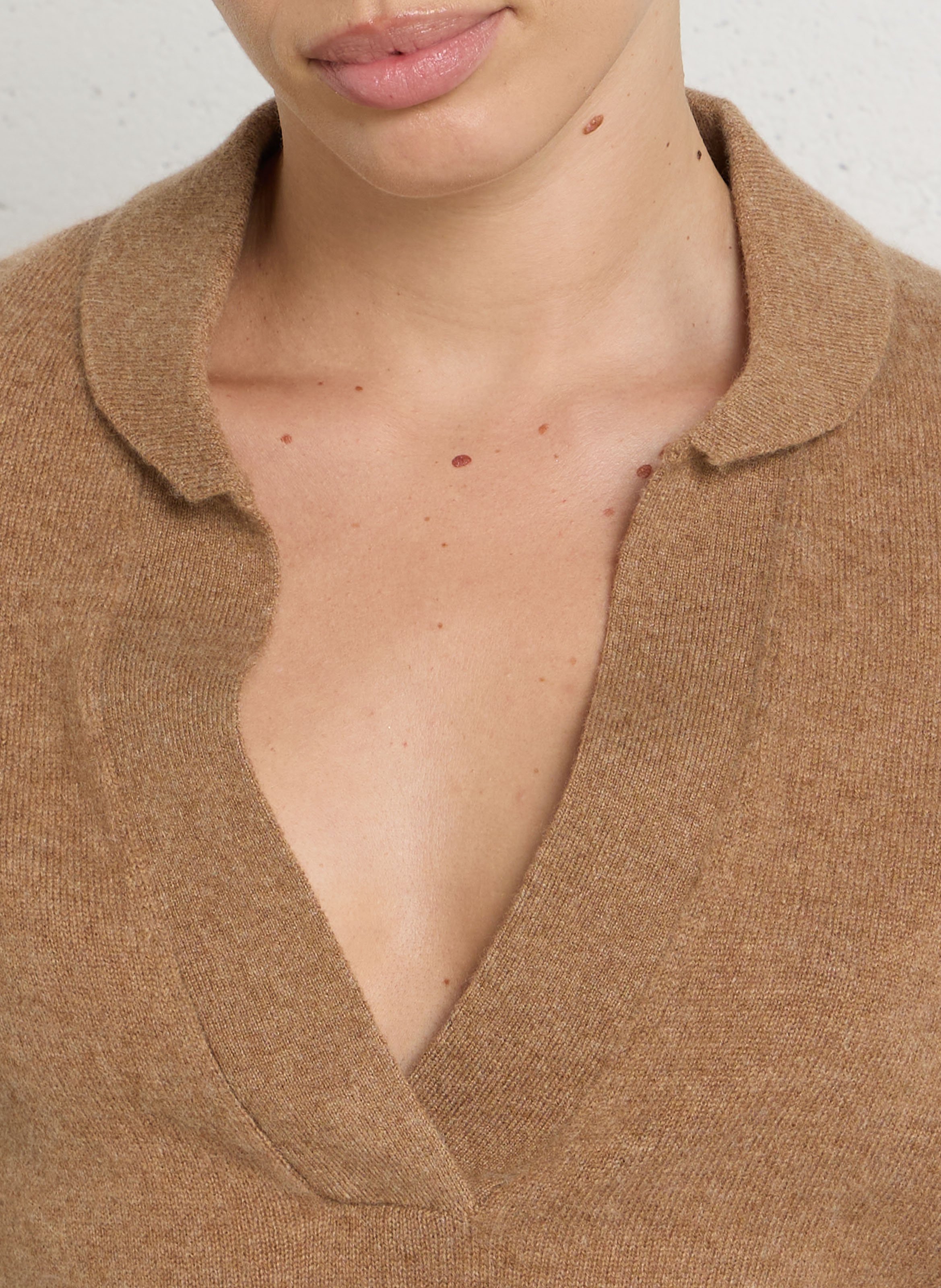 Pull oversize col V en cachemire MAISON 123 Beige