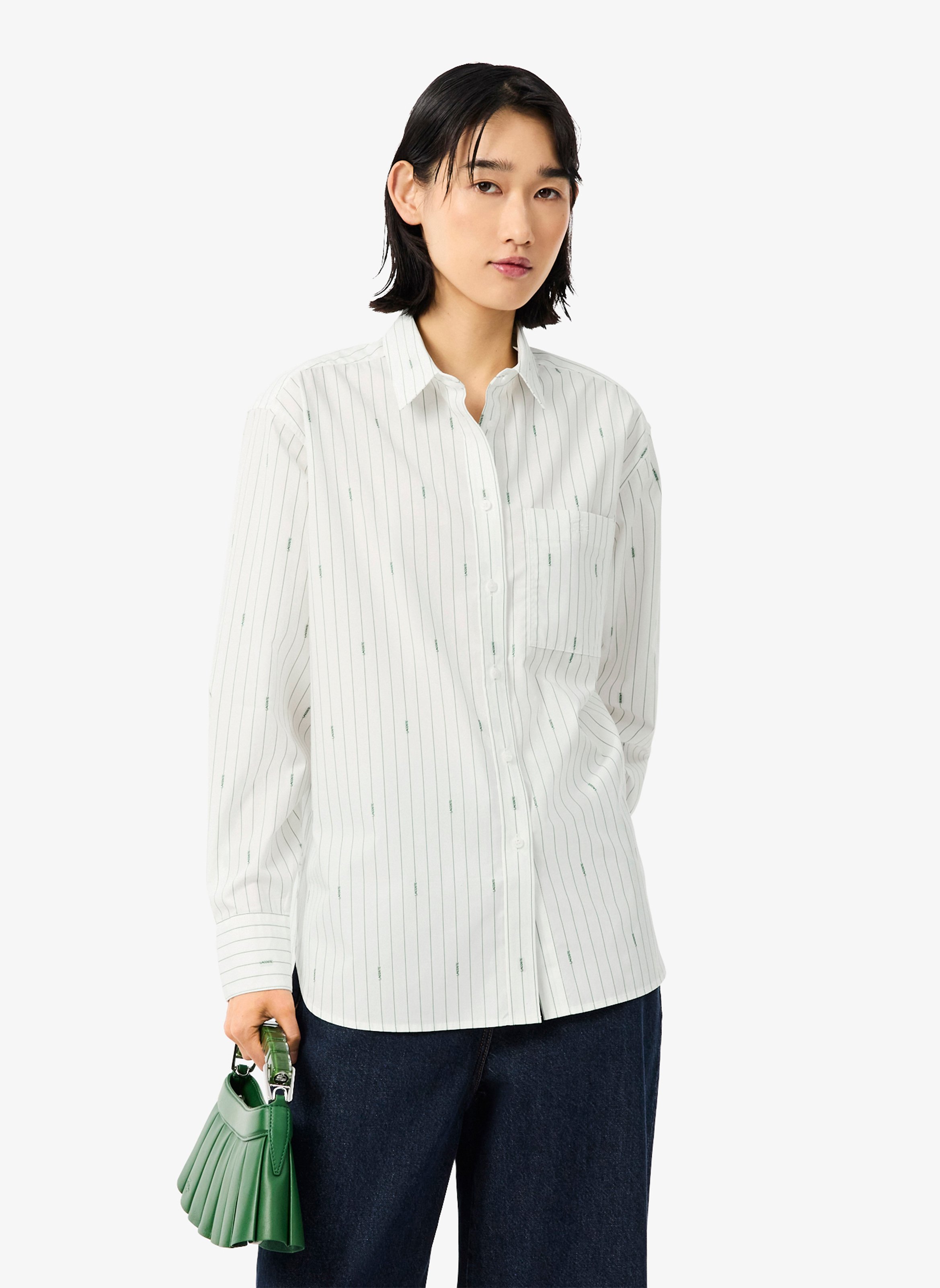 Chemise droite col classique rayée jacquard en coton LACOSTE Multicolore