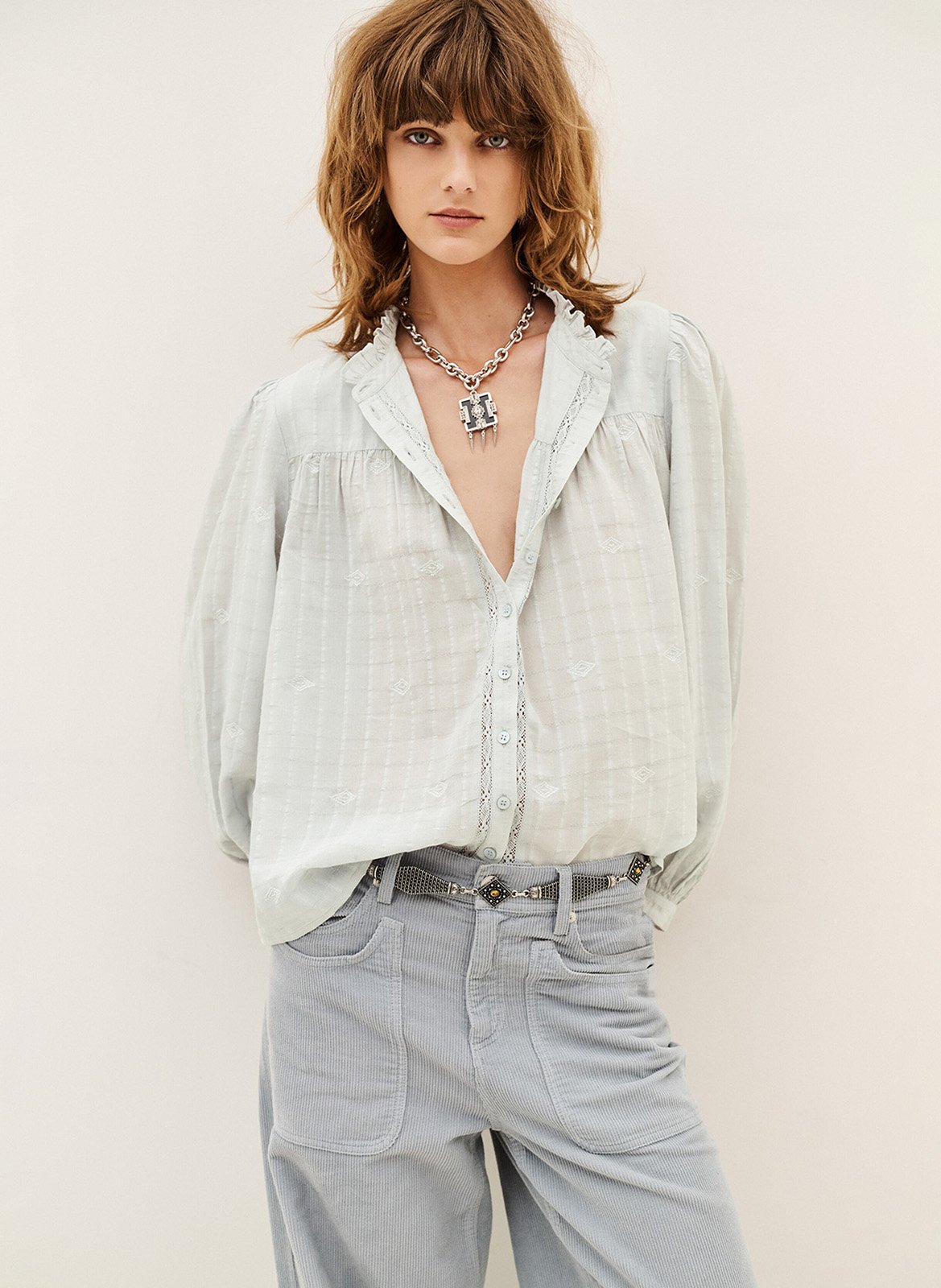 Chemise ample en coton mélangé BA&SH Bleu