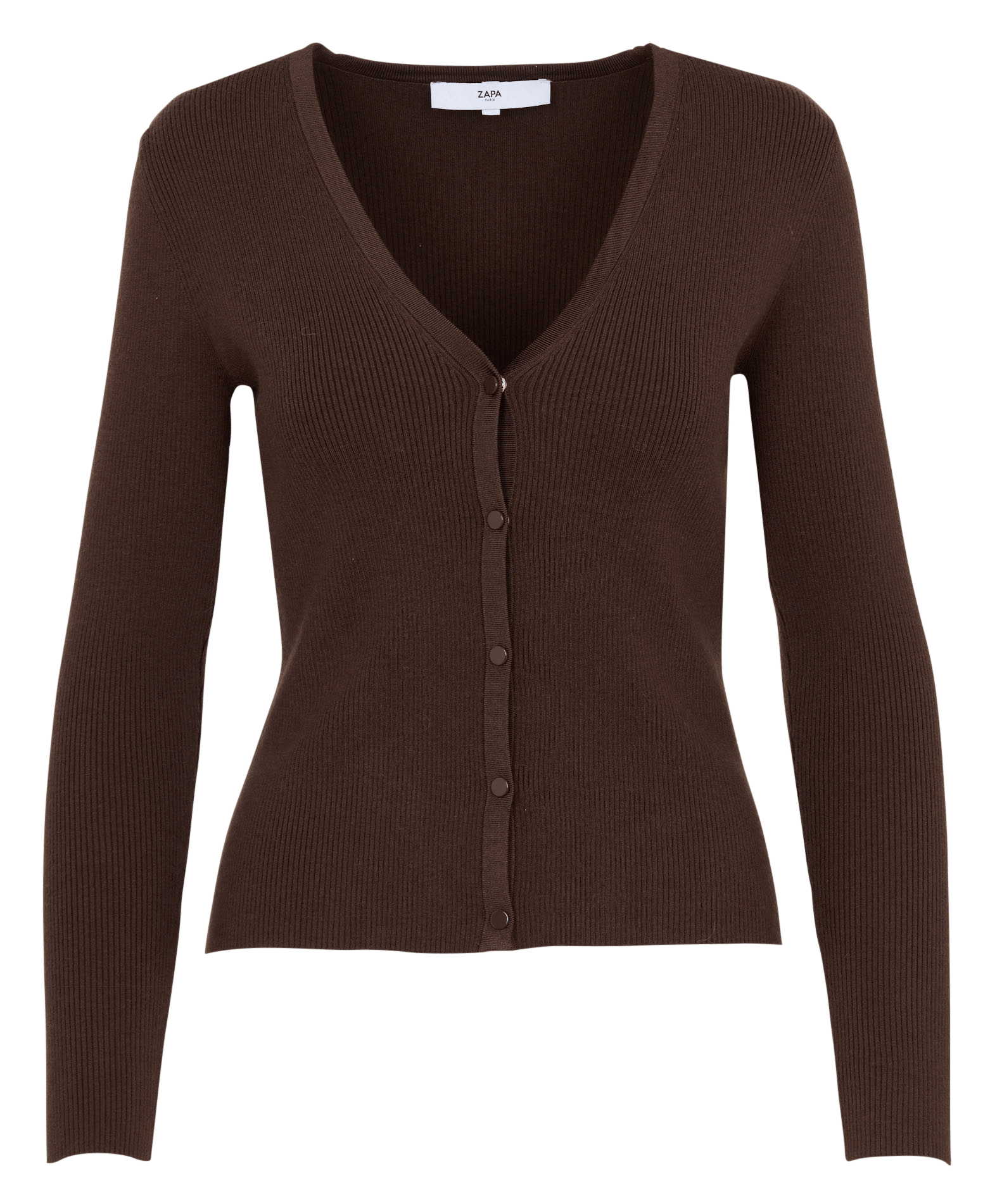 Gilet col V cintré uni ZAPA Marron