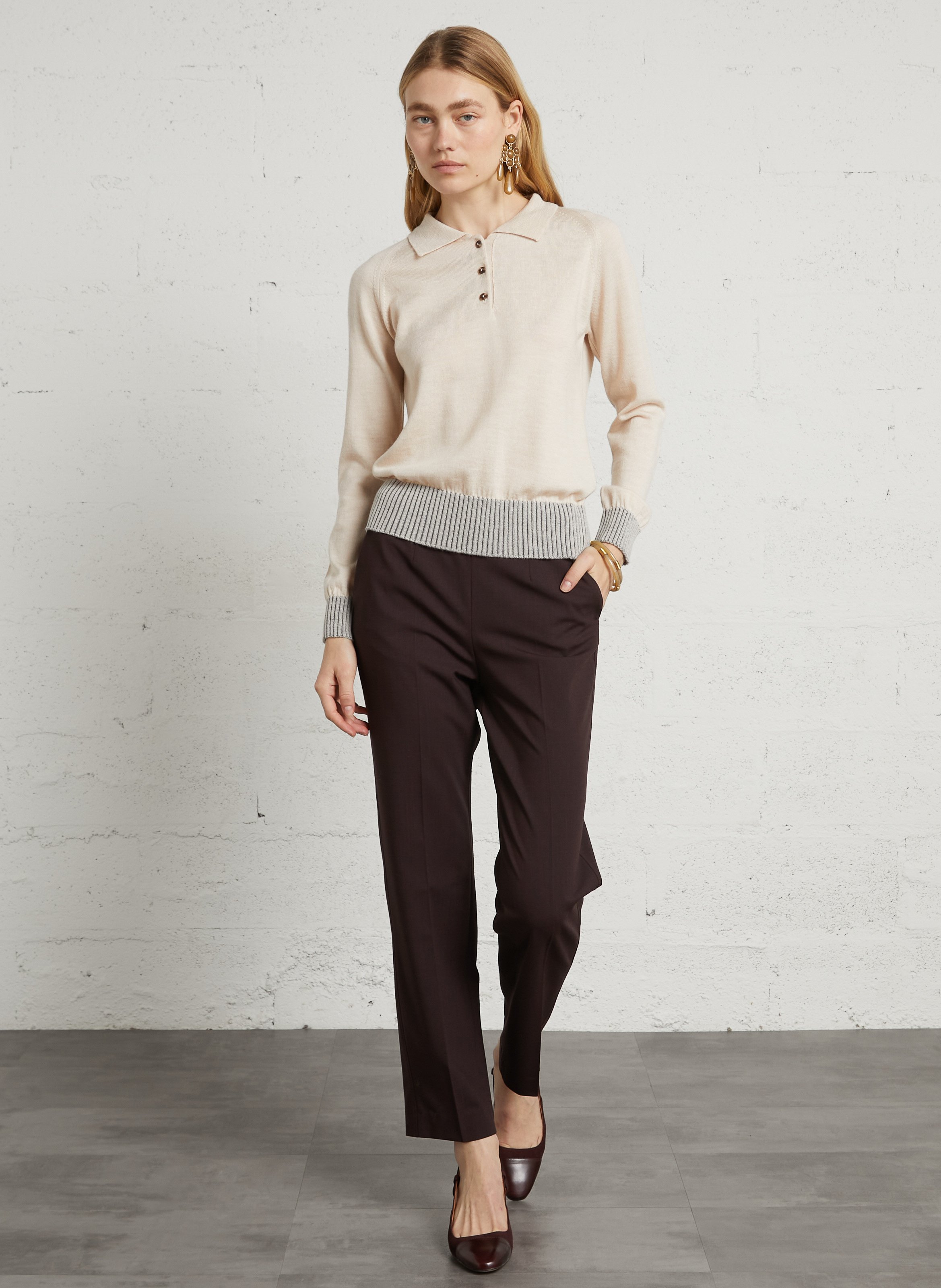 Plain merino wool sweater DIEGA Beige