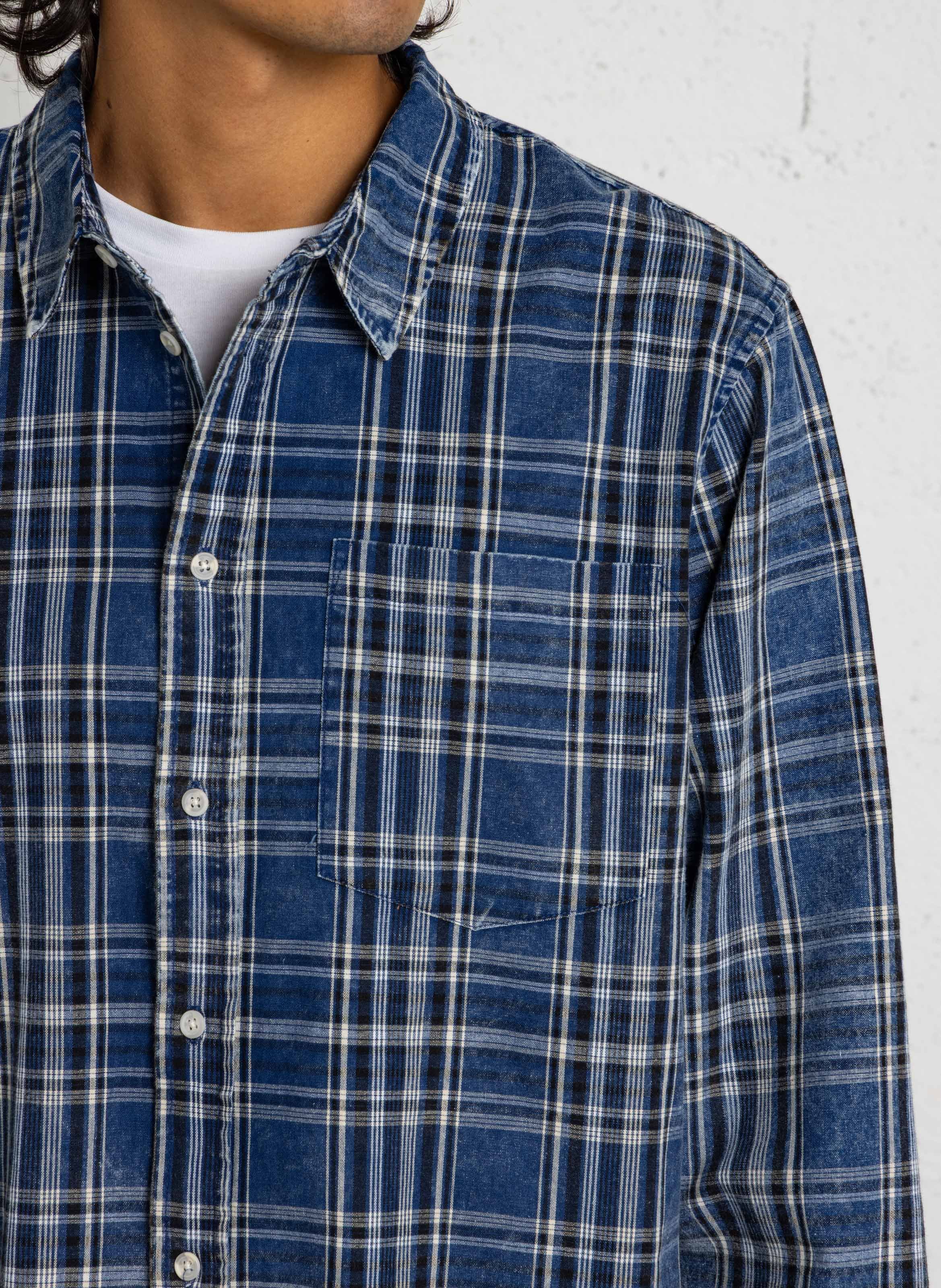 Kariertes Hemd im Used-Look SOLID Blau