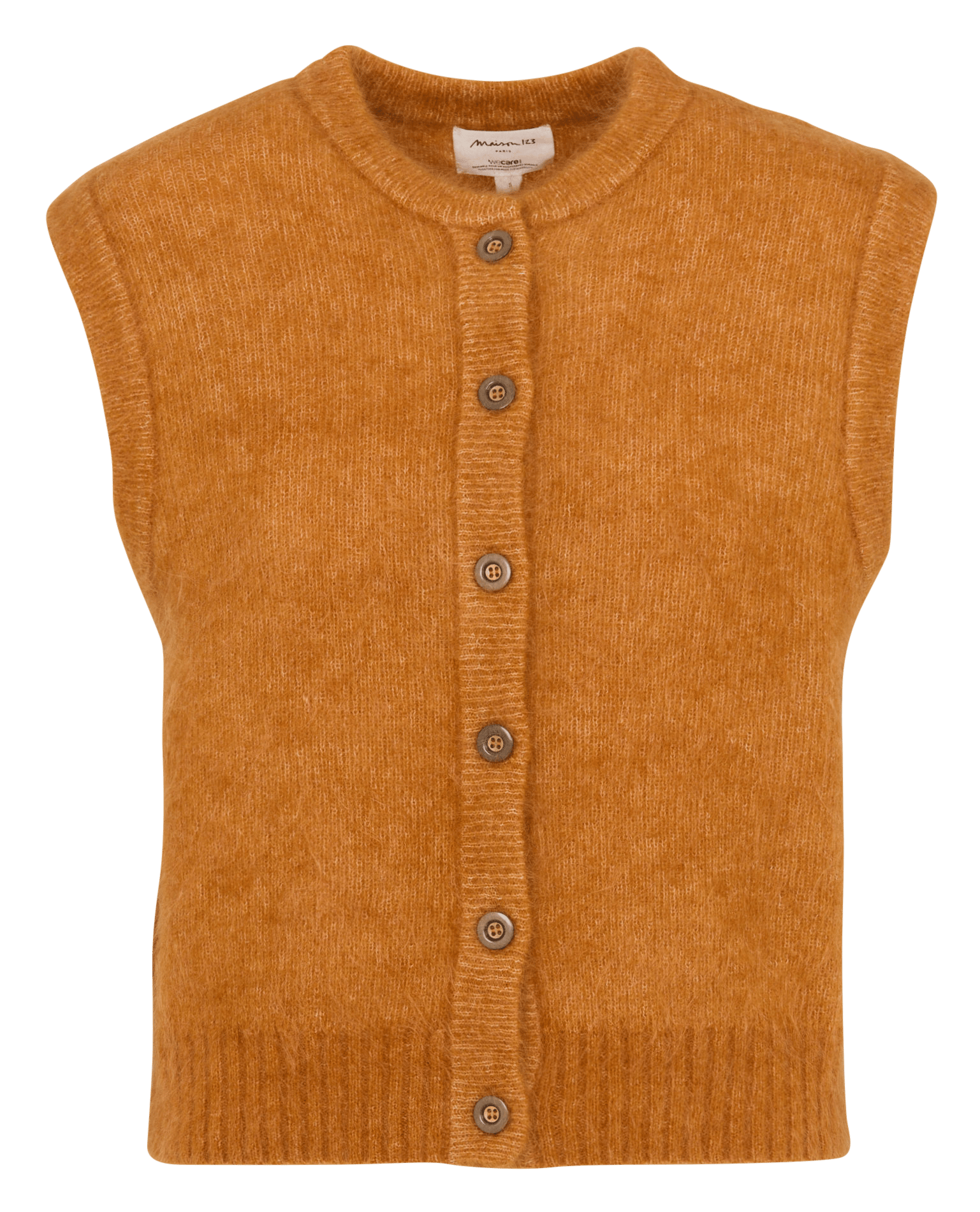 Mouwloos recht vest met ronde hals in gemengd mohair MAISON 123