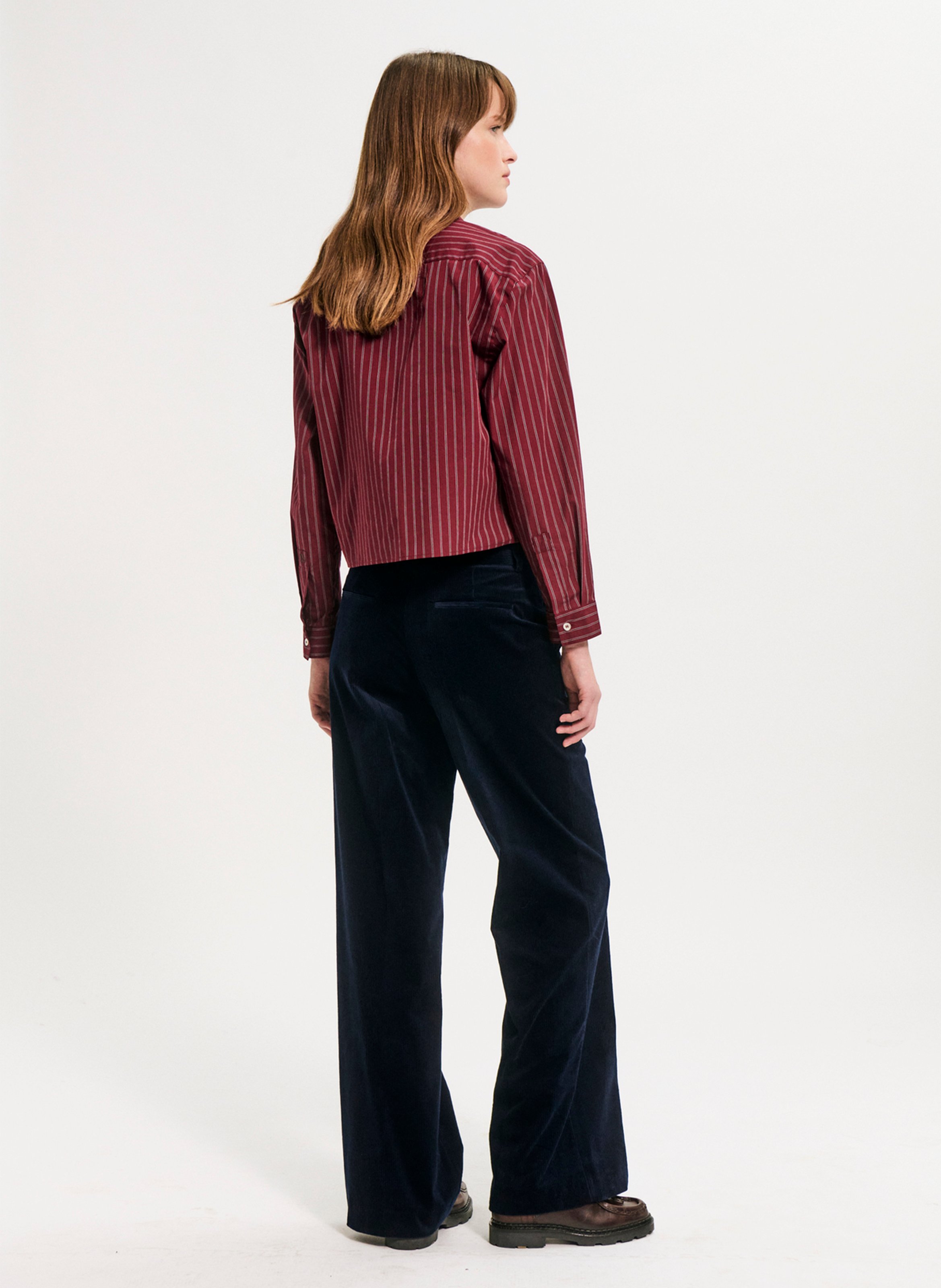 Pantalon droit en coton mélangé PABLO Bleu