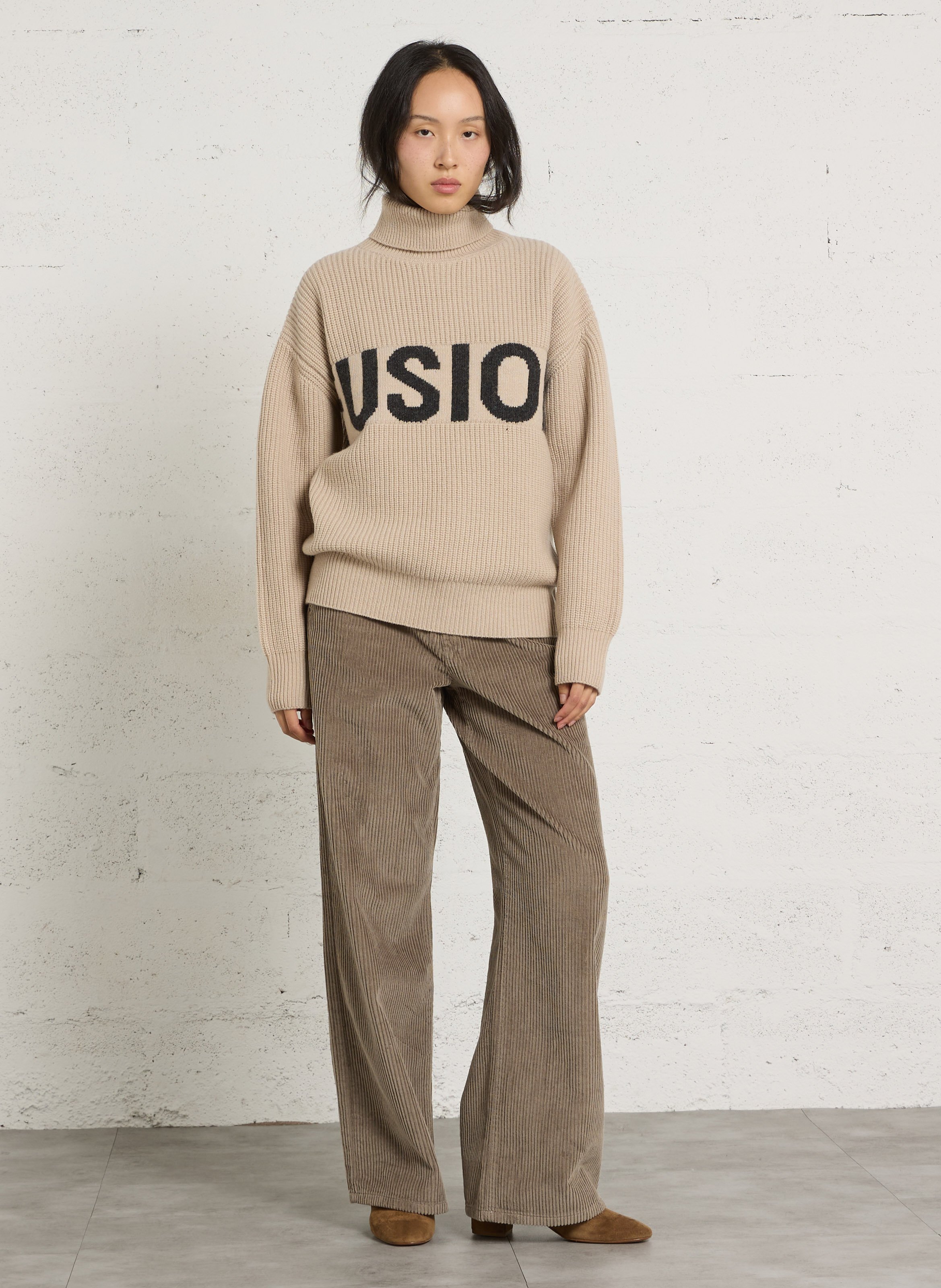 Pull ample col roulé en laine mélangée MAISON 123 Gris