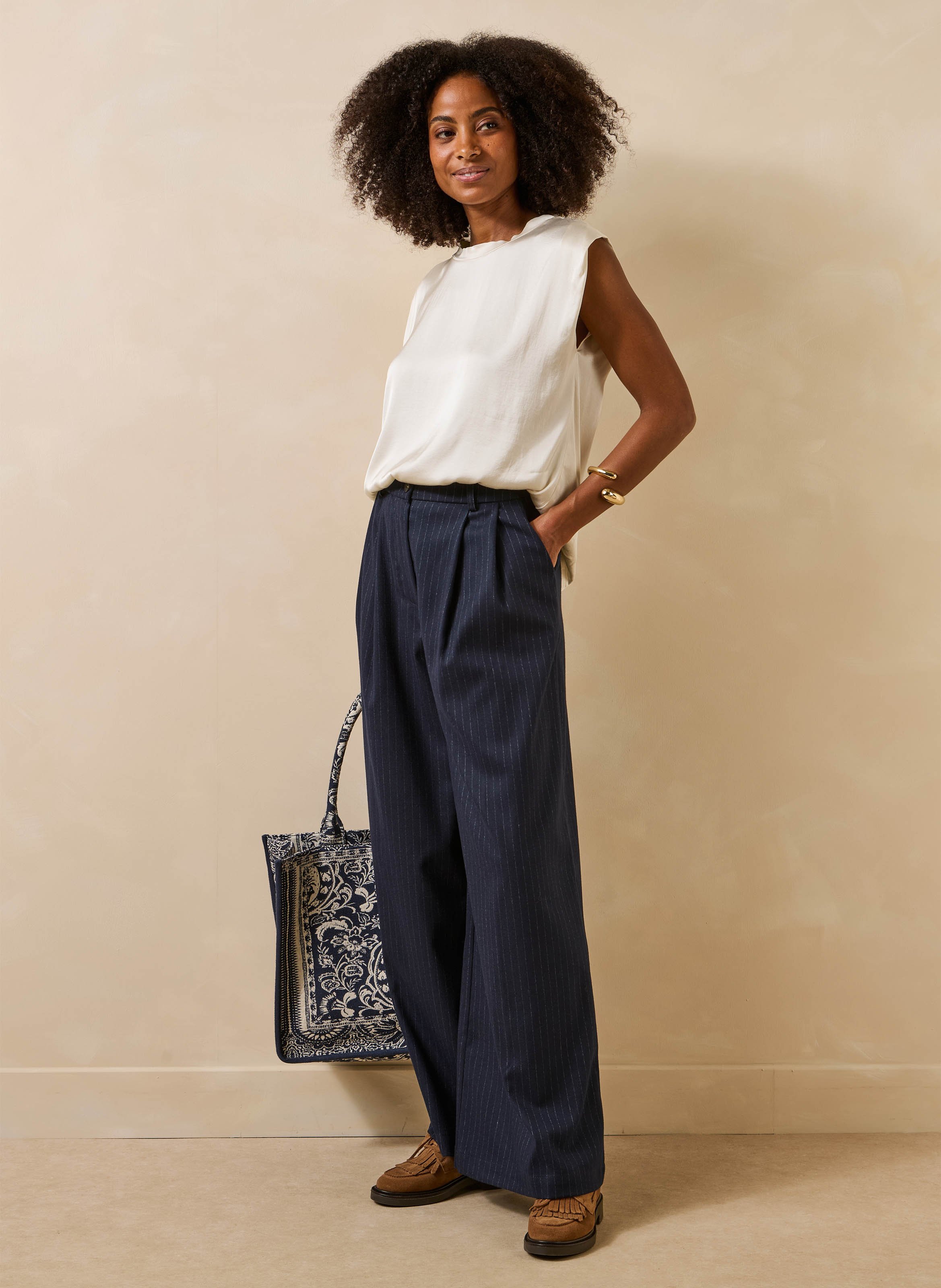 Wijde, gestreepte broek LA FEE MARABOUTEE Blauw