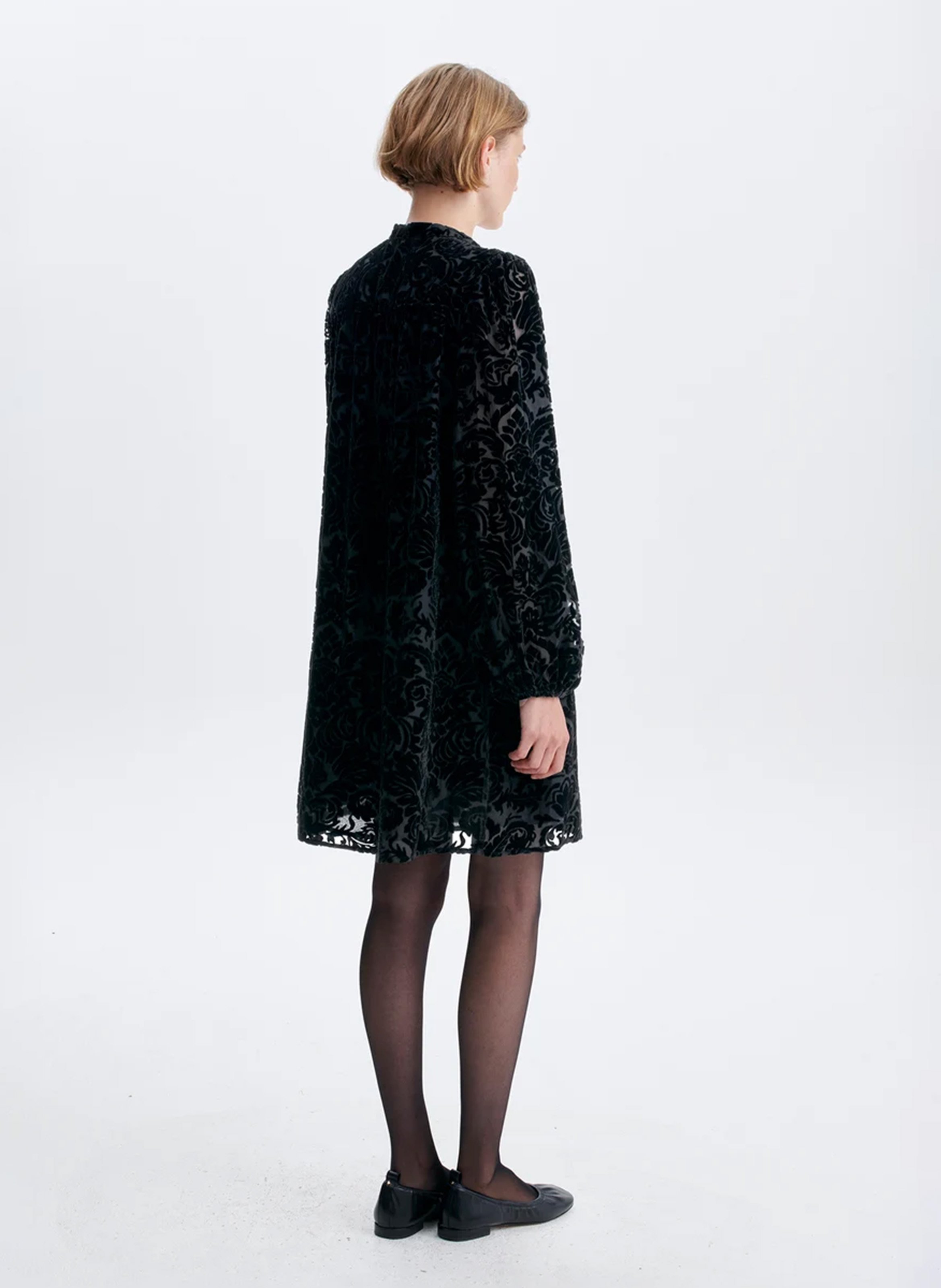 Short flared dress in jacquard velvet VANESSA BRUNO Black