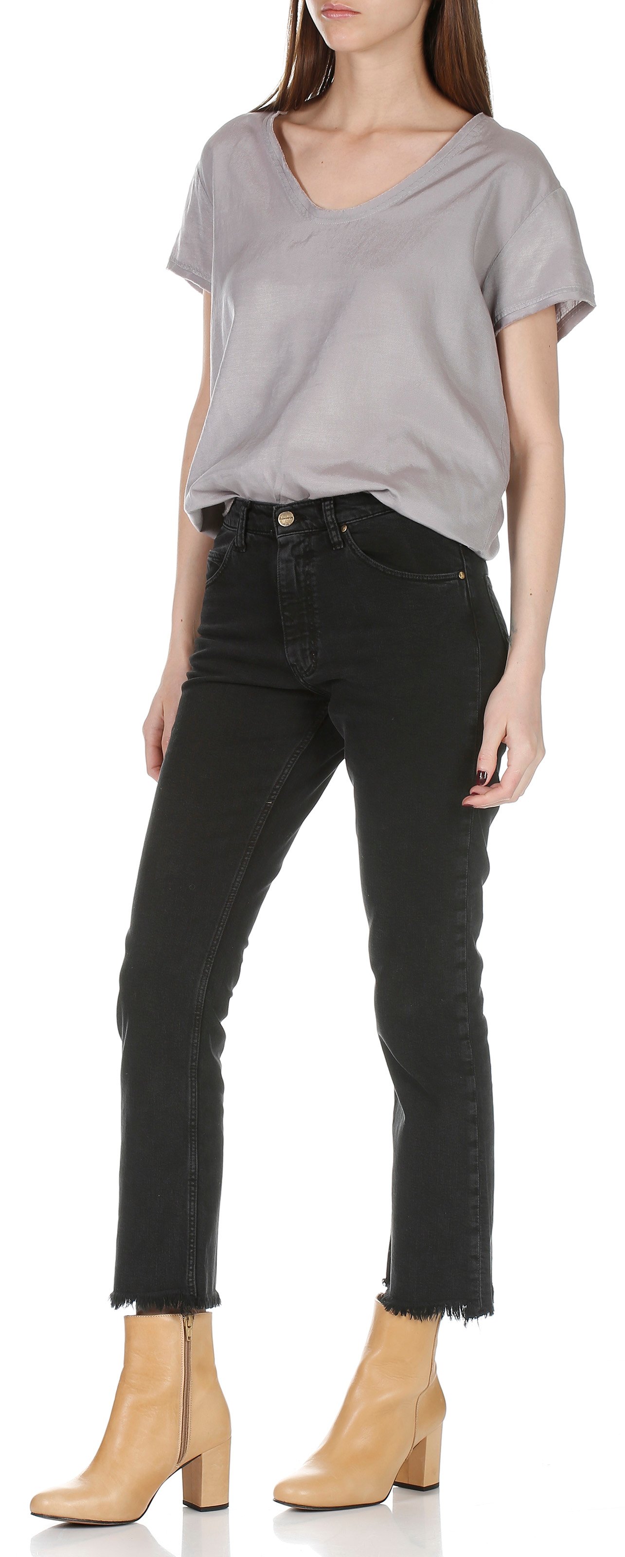 Fluid cotton-blend top MOMONI Grey