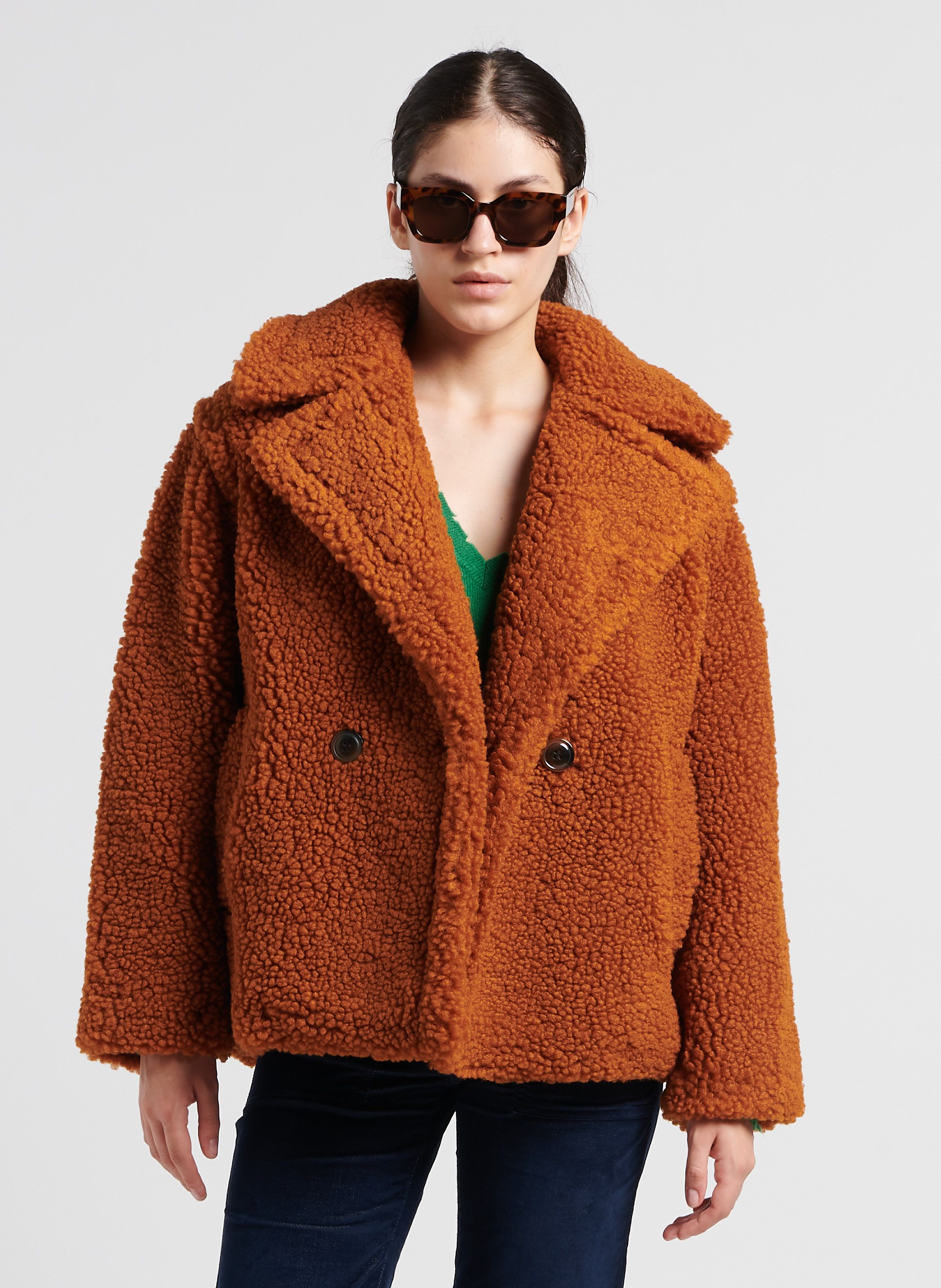 Manteau Court Col Tailleur En Sherpa Gertrude Hardwood Ugg Femme