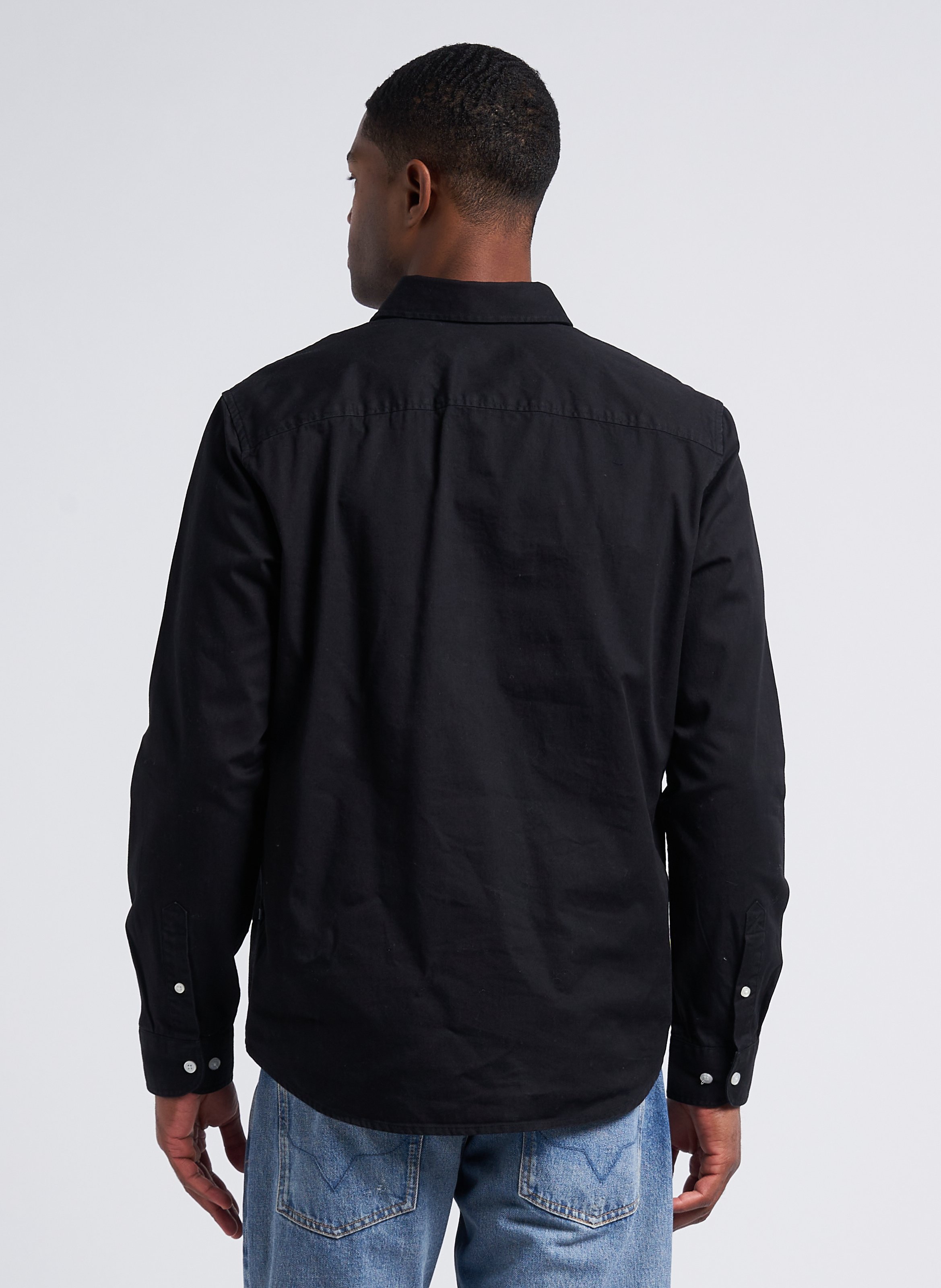 Straight cotton shirt with classic collar MINIMUM Black