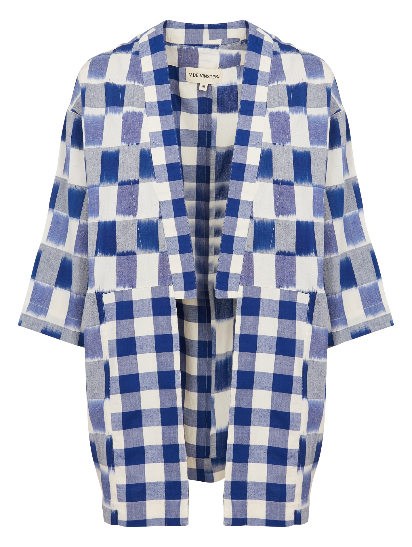 Straight checked cotton kimono V DE VINSTER Blue
