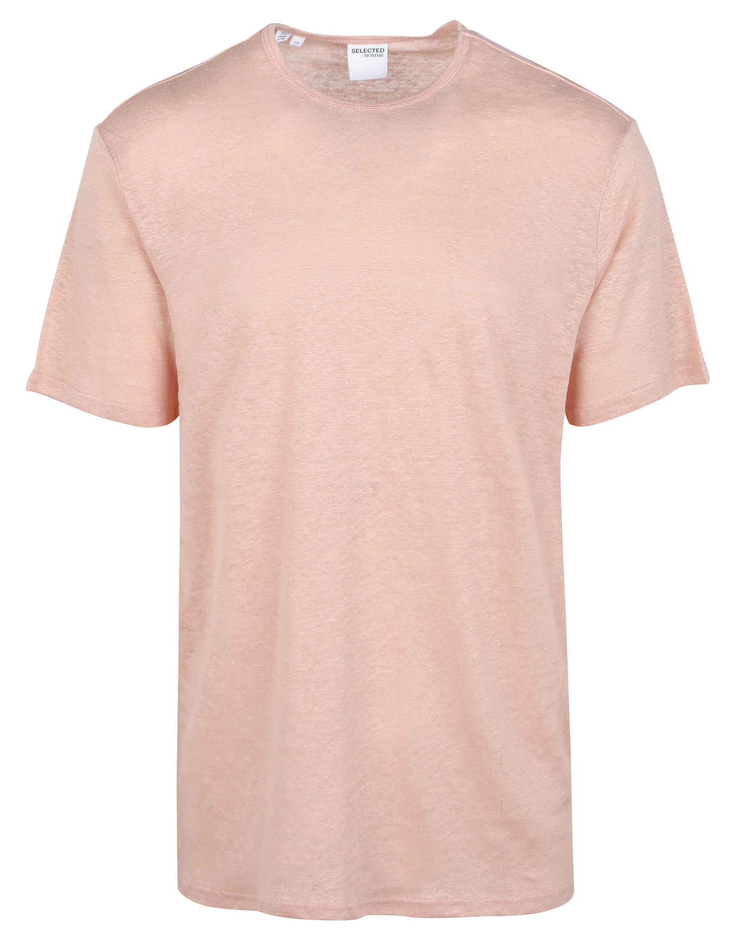 Tee-shirt col rond en lin  SELECTED Rose