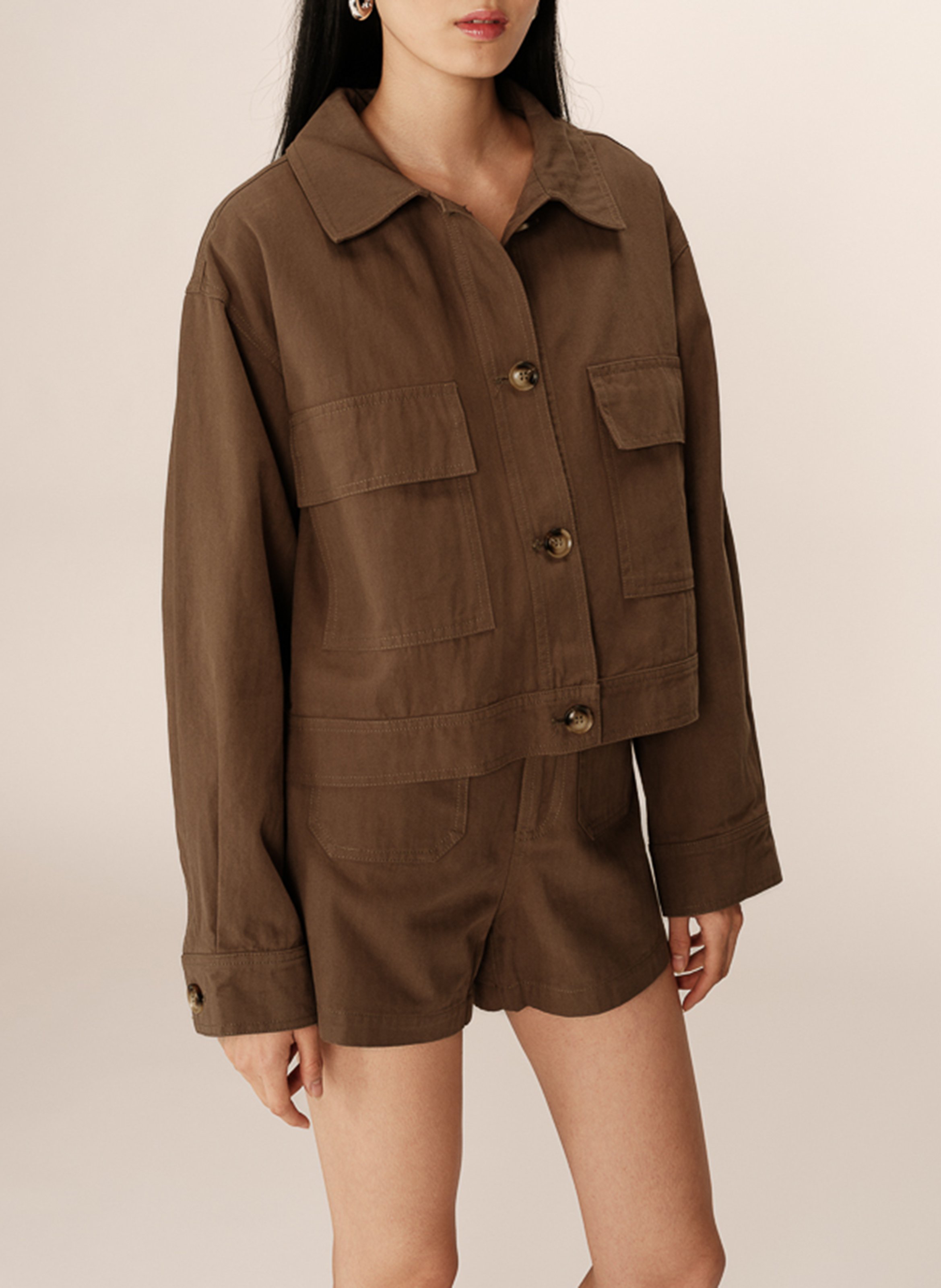 Shirt collar cotton jacket GRACE ET MILA