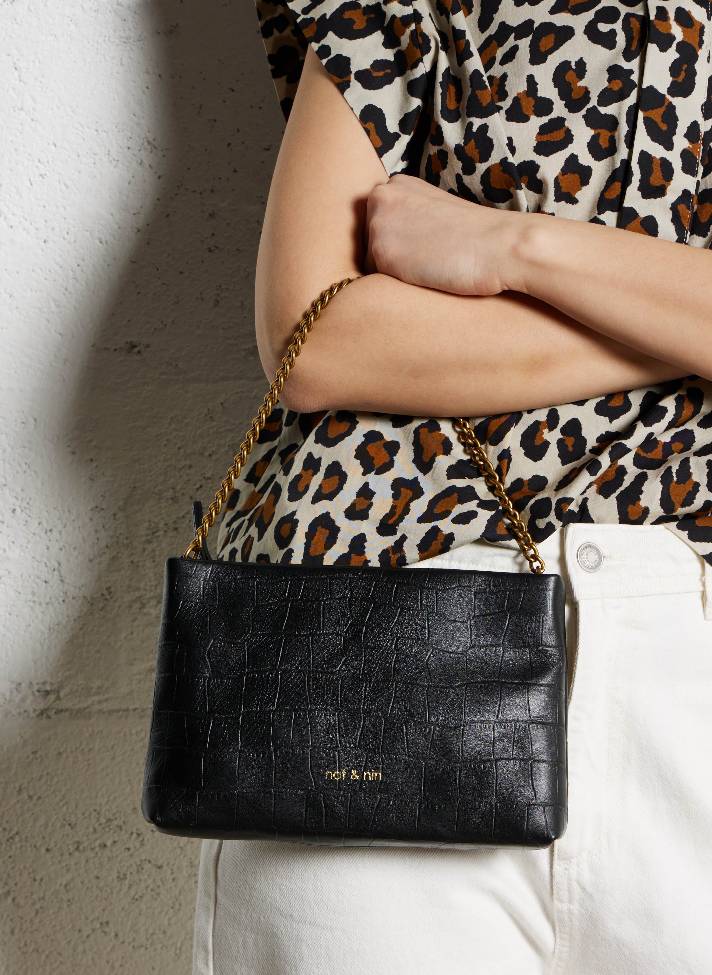 Pochette en cuir Noir