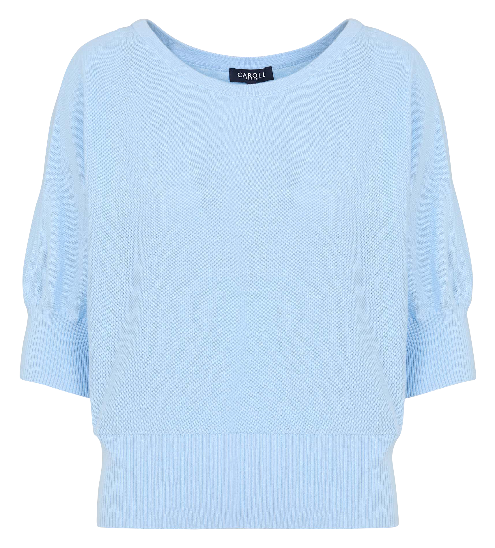 Oversize-Baumwollpullover mit U-Boot-Ausschnitt Blau