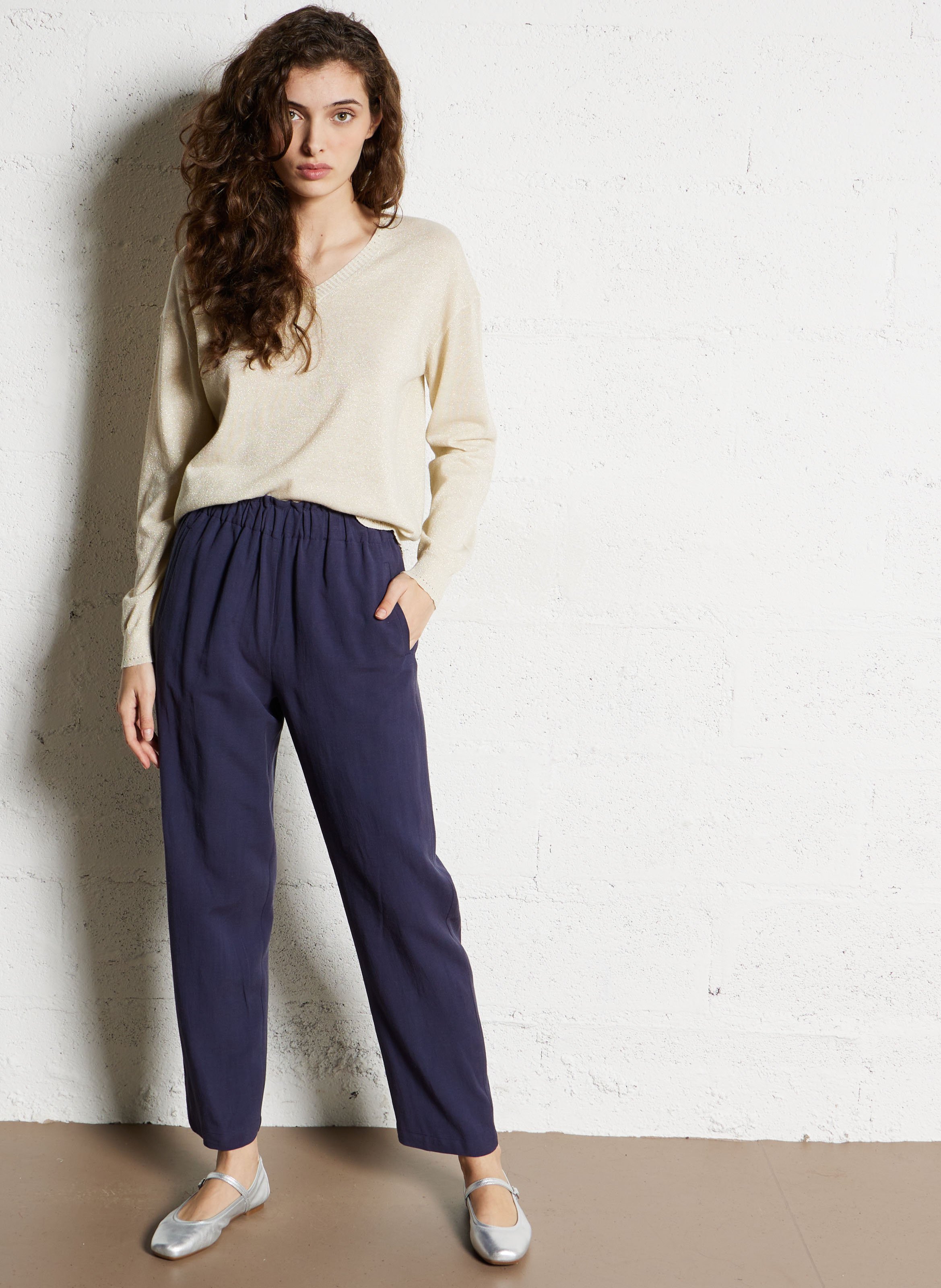 Straight viscose-blend pants BELLA JONES Blue