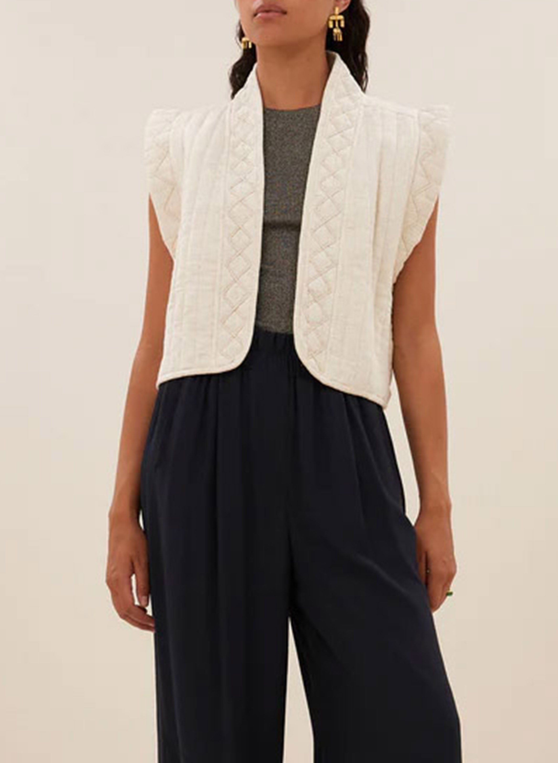 Sleeveless cotton-blend jacket BY BAR Beige