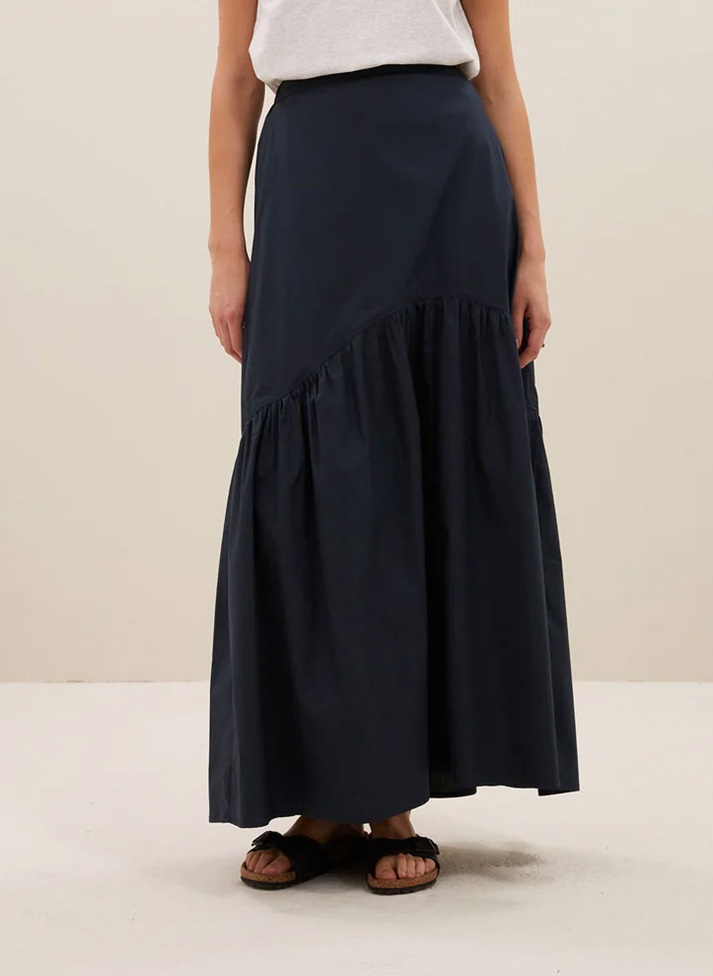 Jupe longue évasée à plis BY BAR Bleu