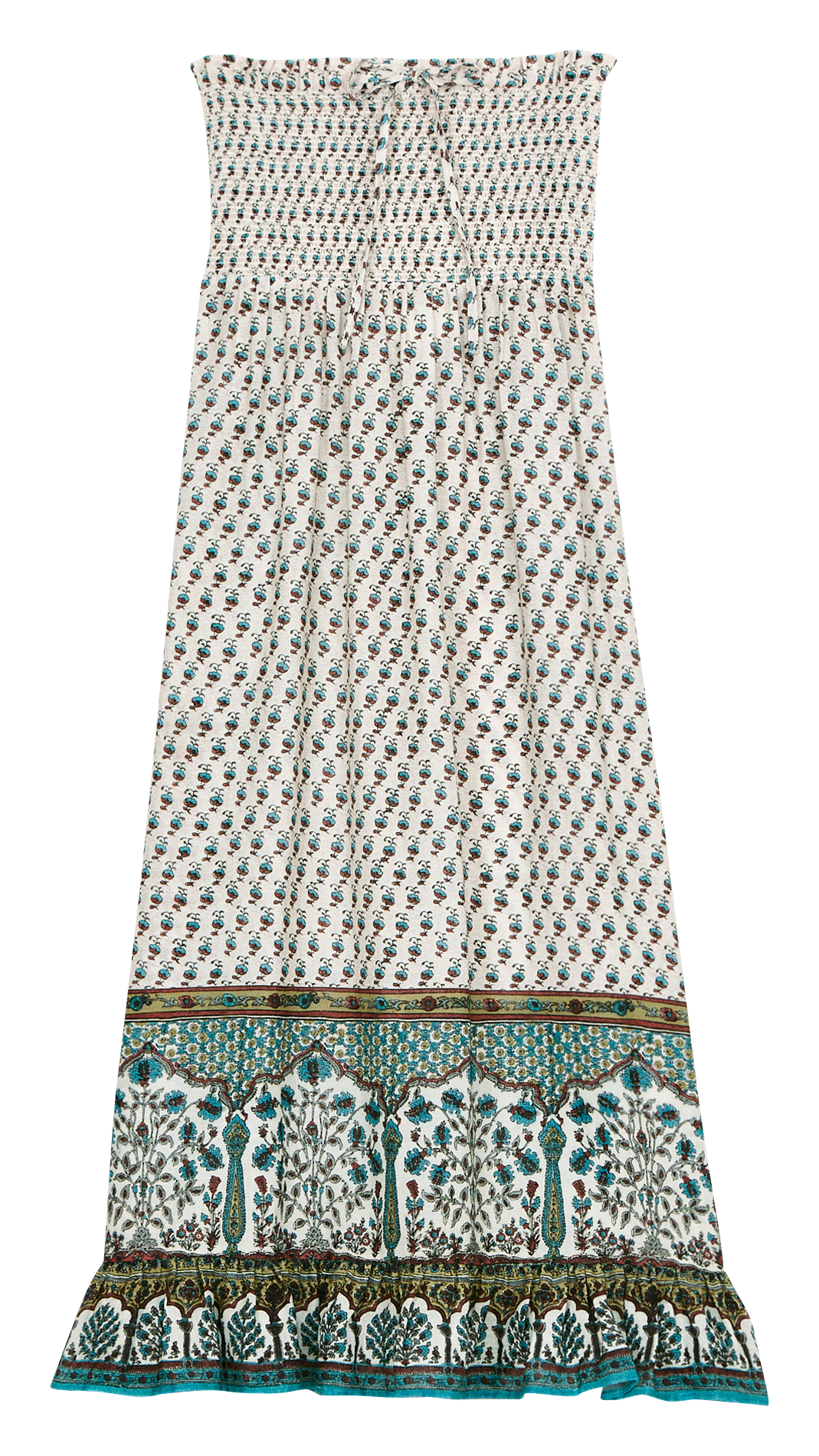 Halflange, strapless jurk van katoen Veelkleurig